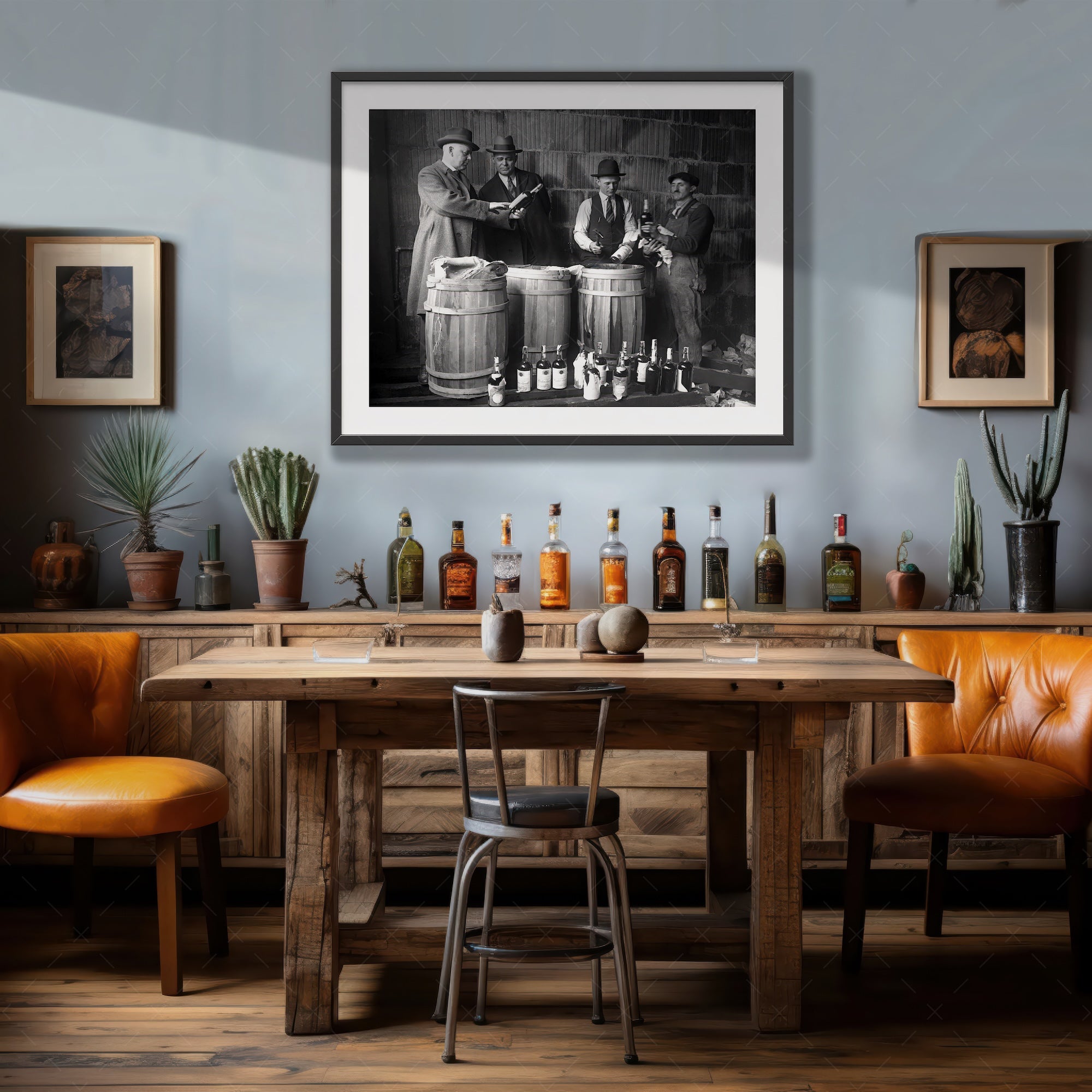 Prohibition: Seized Liquor - Vintage Black & White Photograph (Art Print)