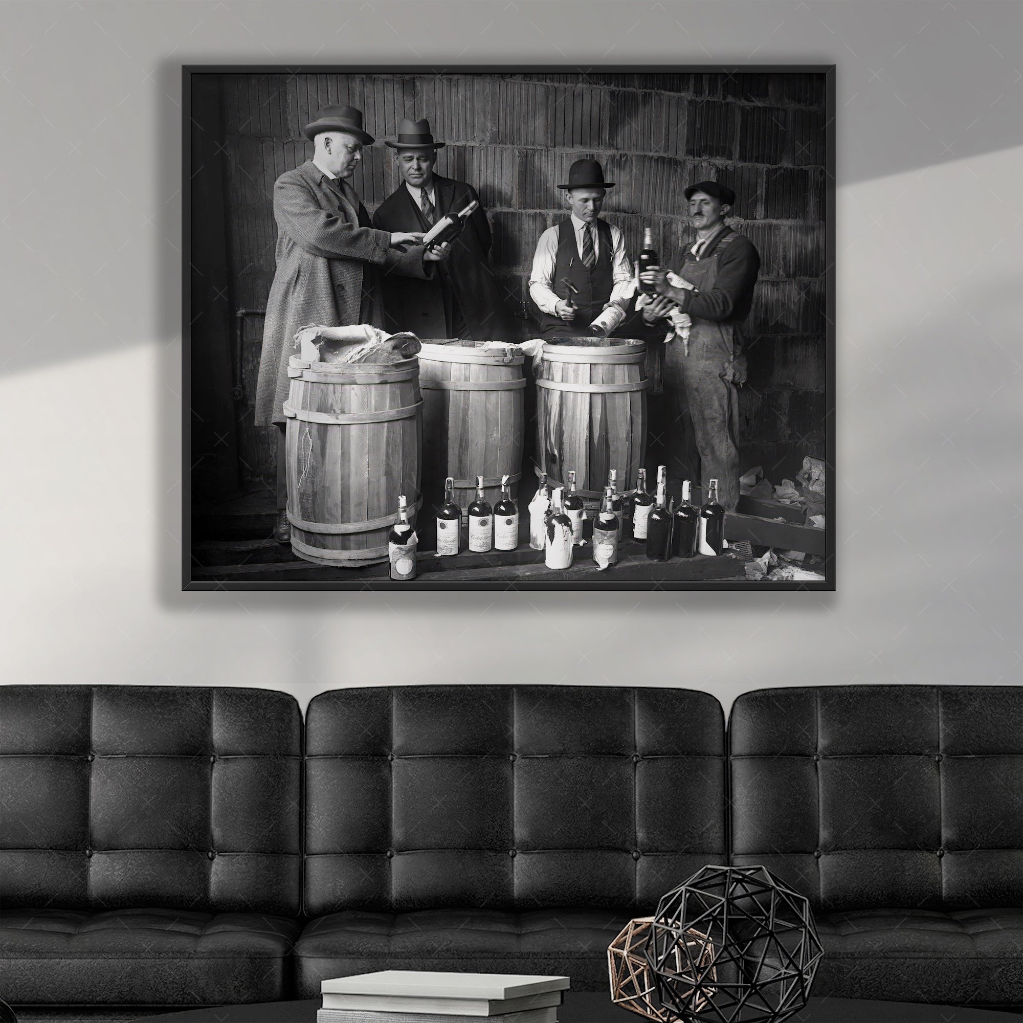 Prohibition: Seized Liquor - Vintage Black & White Photograph (Art Print)