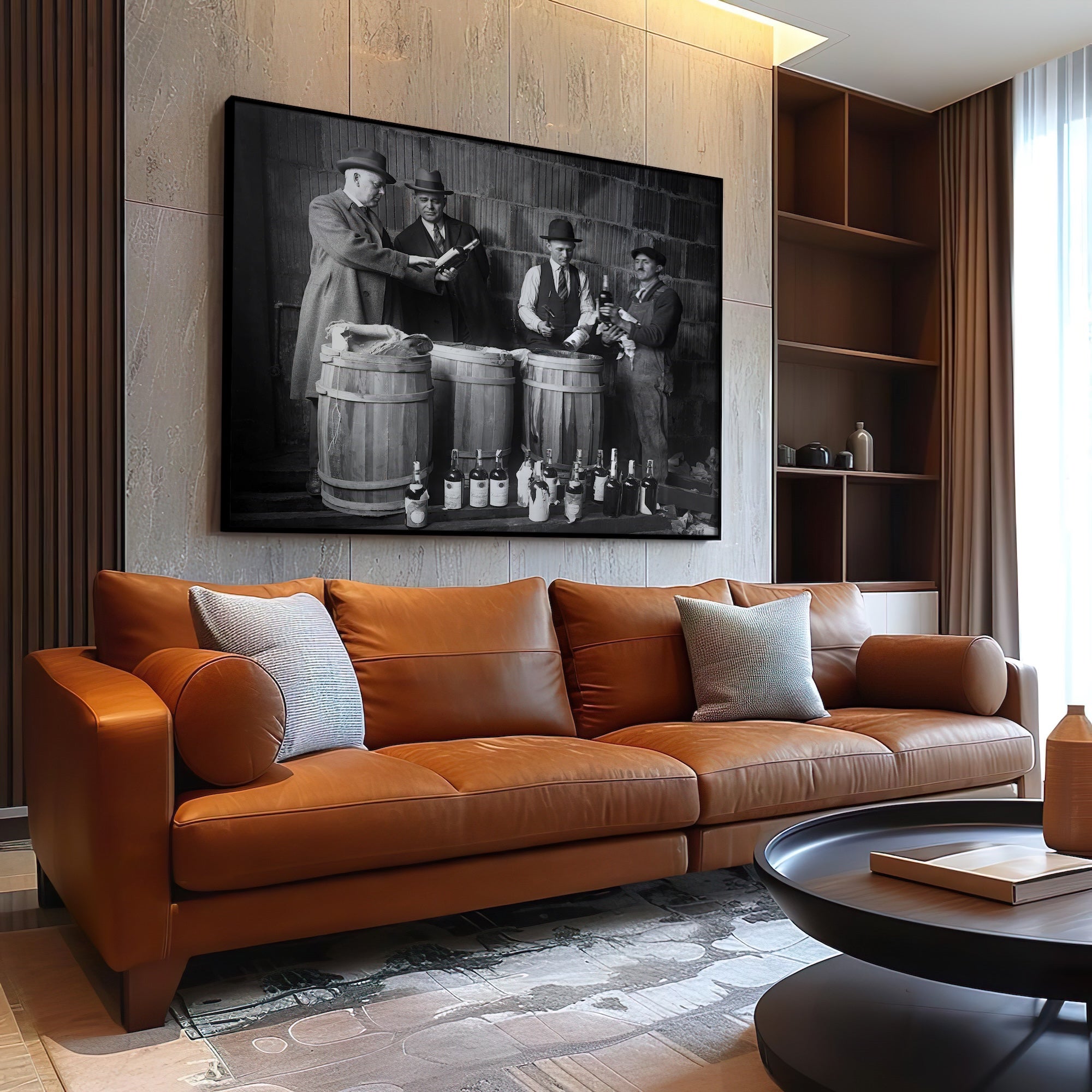 Prohibition: Seized Liquor - Vintage Black & White Photograph (Art Print)