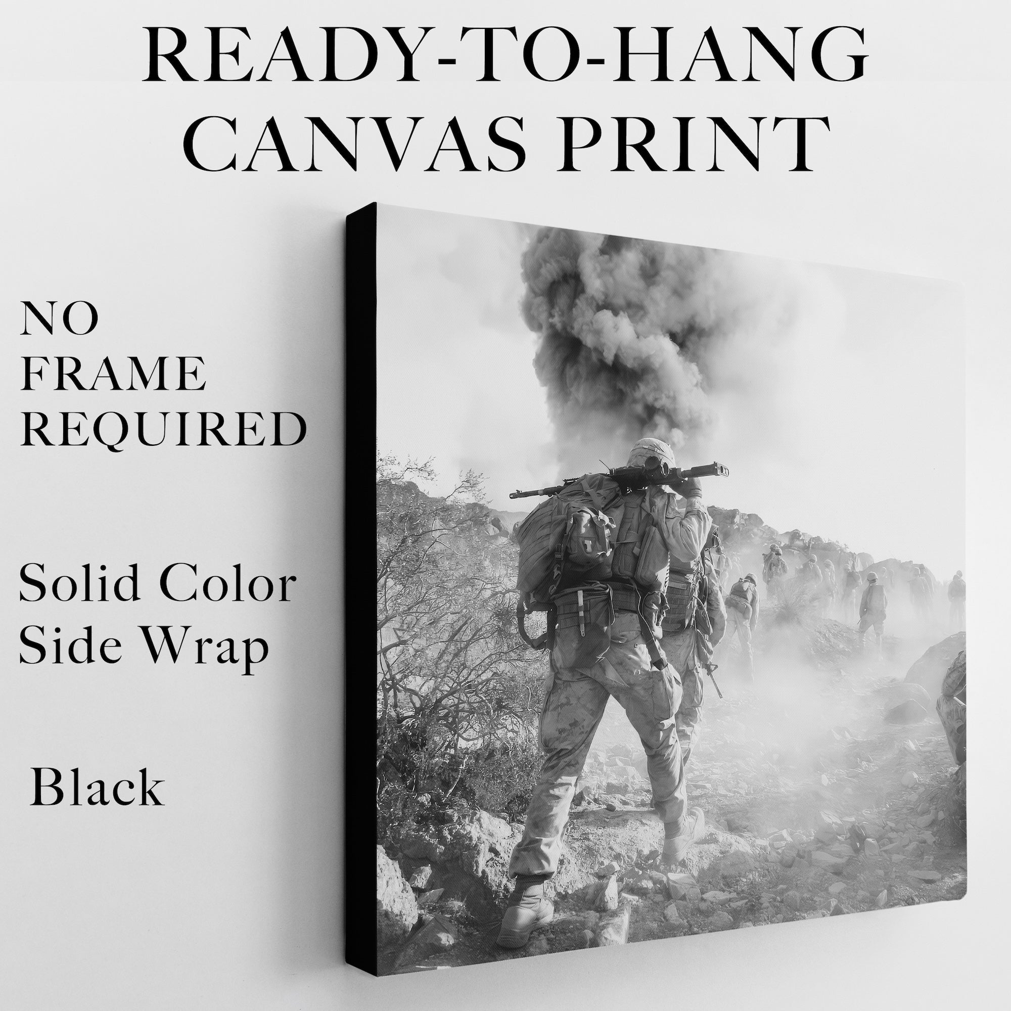 Range 400 Marines at Twentynine Palms: Black & White Military Photography (Ready-to-Hang Canvas or Ready-to-Frame Fine Art Poster Print)