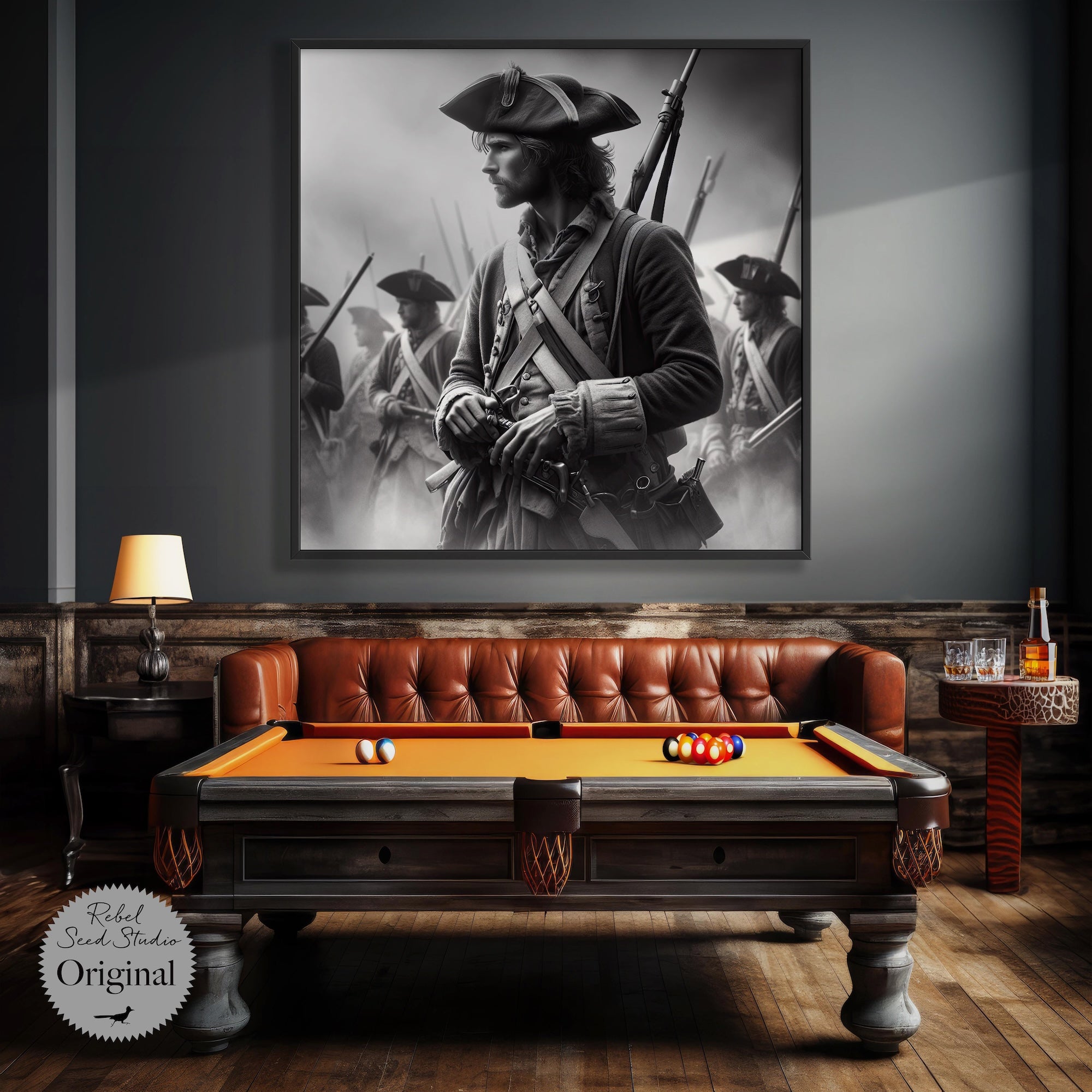 Revolutionary War Patriot: American Independence Soldier - Black & White Art Print