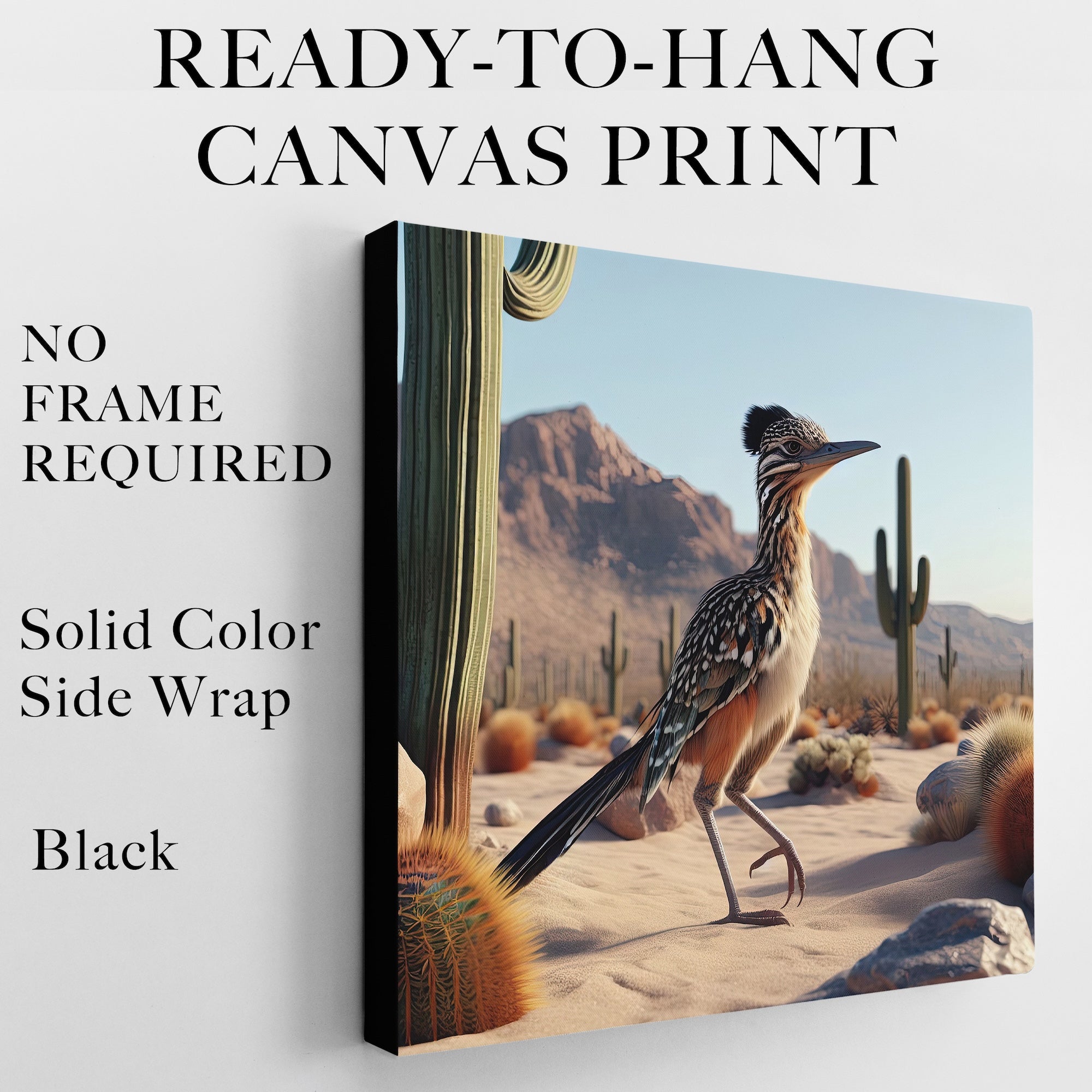 Roadrunner: Southwestern Desert Scene (Ready-to-Hang Canvas or Ready-to-Frame Fine Art Poster Print)