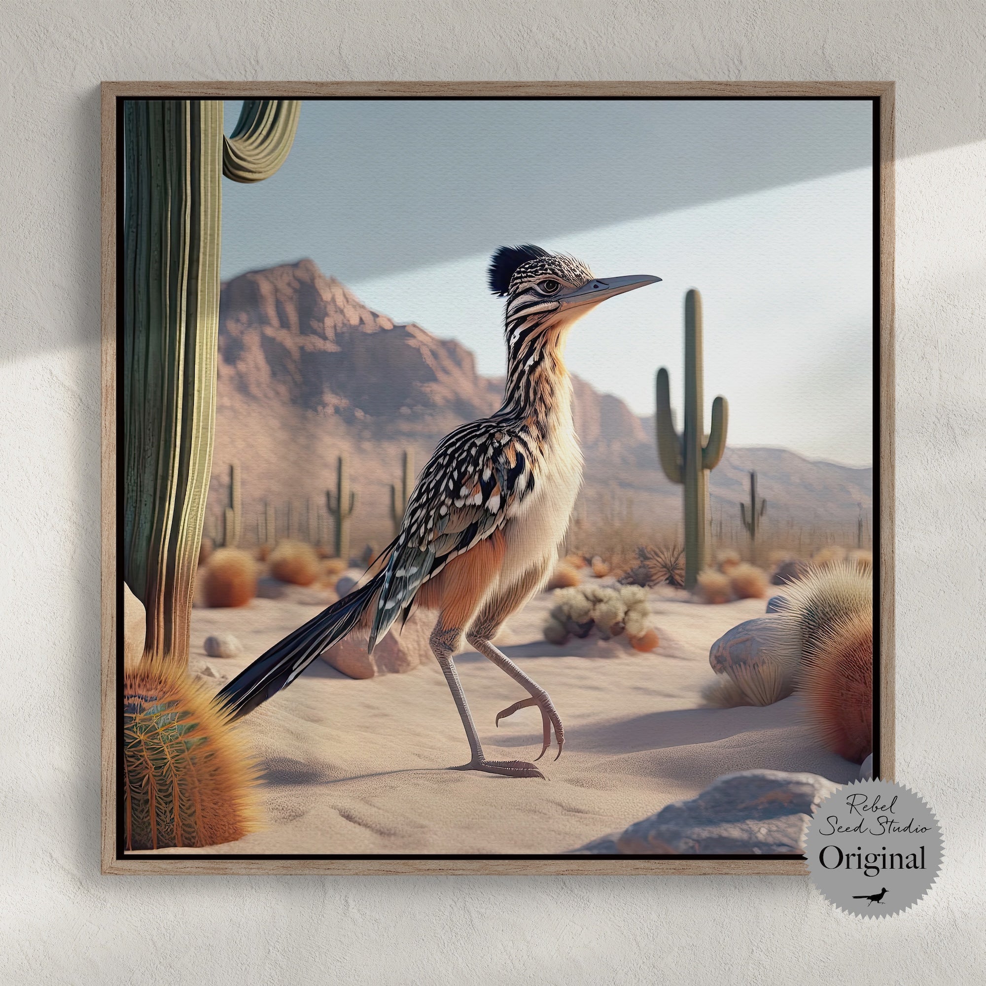 Roadrunner | Western Desert Scene | Black & White or Color (Art Print)