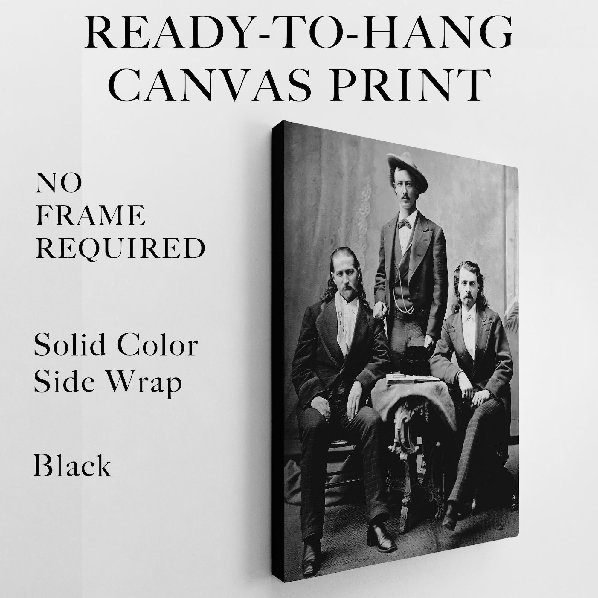 Scouts of the Plains: Wild Bill Hickok, Buffalo Bill Cody, Texas Jack Omohundro - Vintage Old West Black & White Photograph (Art Print)