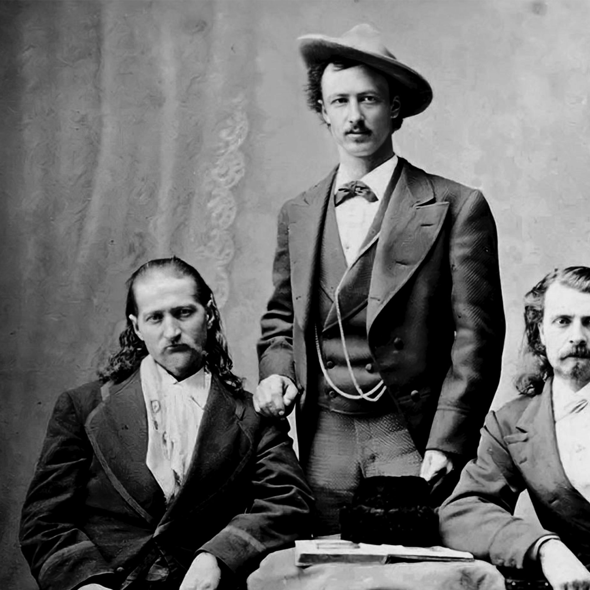Scouts of the Plains: Wild Bill Hickok, Buffalo Bill Cody, Texas Jack Omohundro - Vintage Old West Black & White Photograph (Art Print)