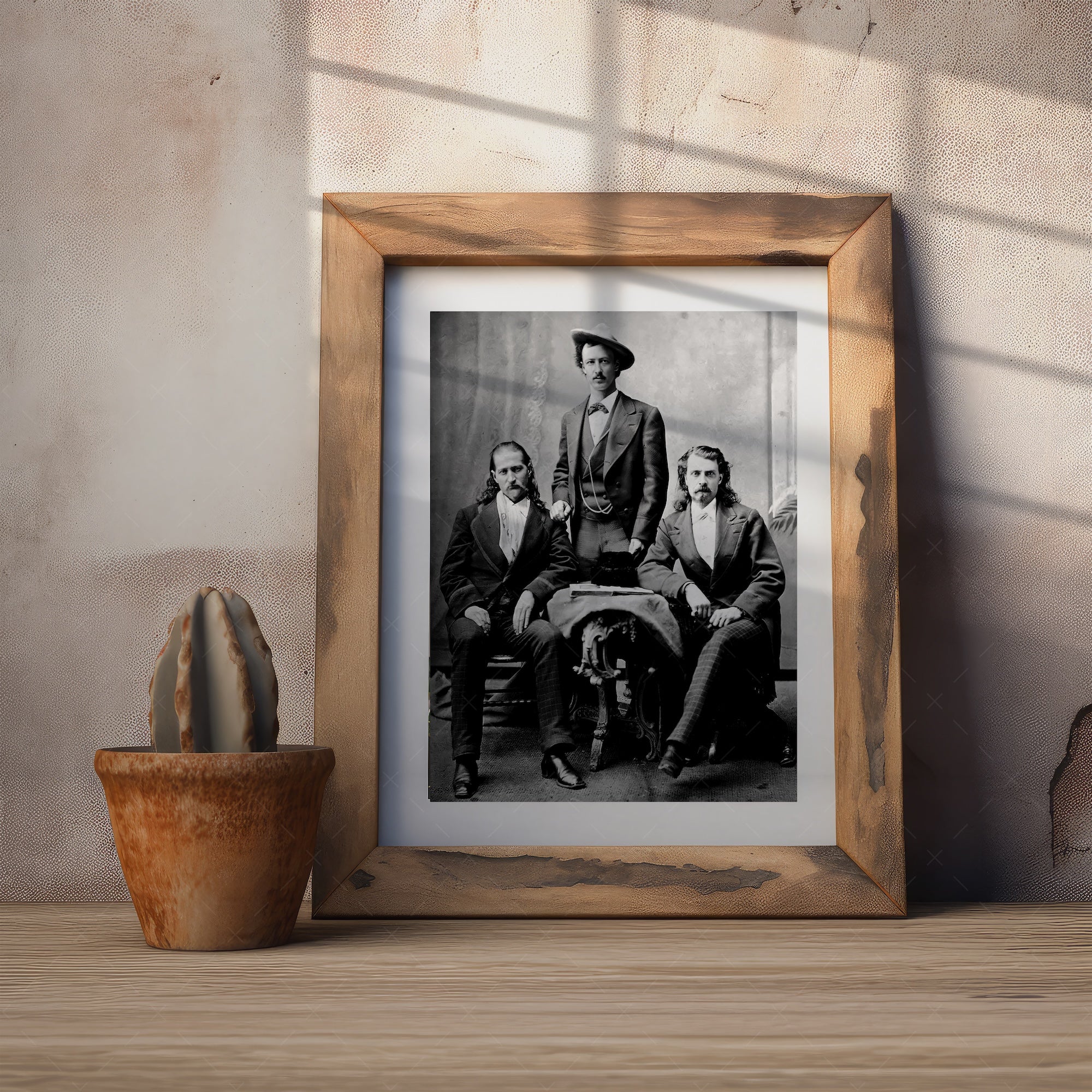 Scouts of the Plains: Wild Bill Hickok, Buffalo Bill Cody, Texas Jack Omohundro - Vintage Old West Black & White Photograph (Art Print)