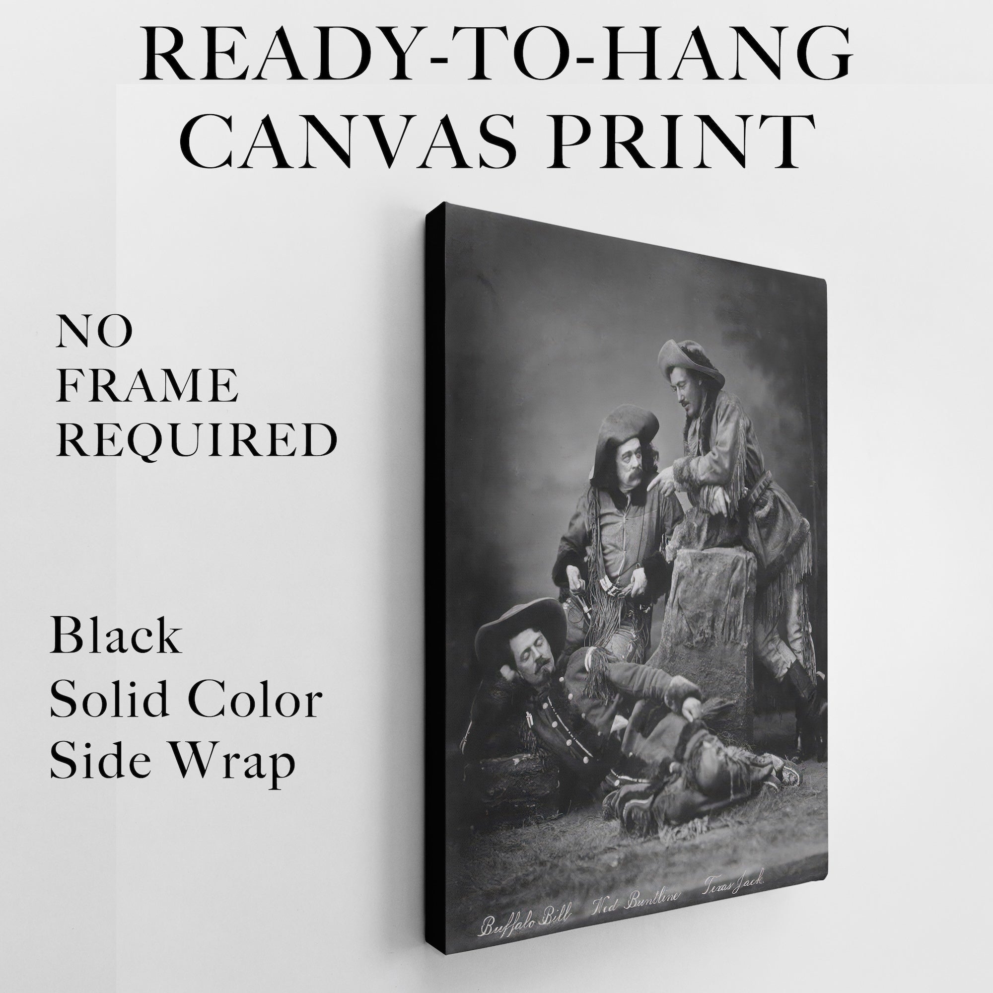 Scouts of the Prairie: Buffalo Bill Cody, Texas Jack Omohundro, Ned Buntline - Vintage Old West Black & White Photograph (Art Print)