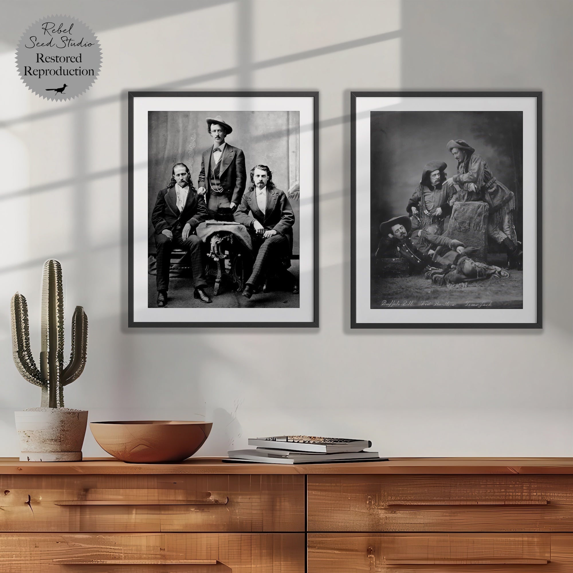 Scouts of the Plains & Prairie Bundle: Vintage Old West Black & White Photography Set - Wild Bill Hickok, Buffalo Bill Cody, Texas Jack Omohundro, Ned Buntline (Ready-to-Hang Canvas or Ready-to-Frame Fine Art Poster Prints)