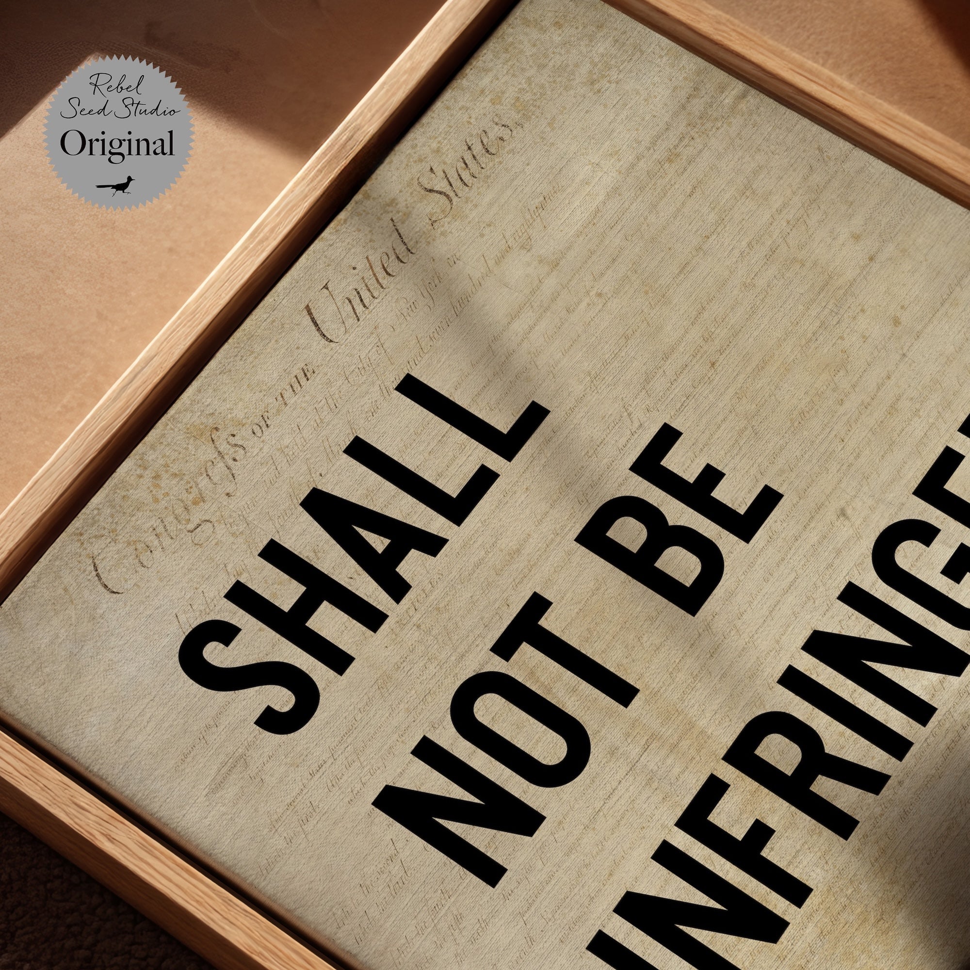 Second Amendment Quote: Shall Not Be Infringed (Ready-to-Hang Canvas or Ready-to-Frame Fine Art Poster Print - Block Text Version)