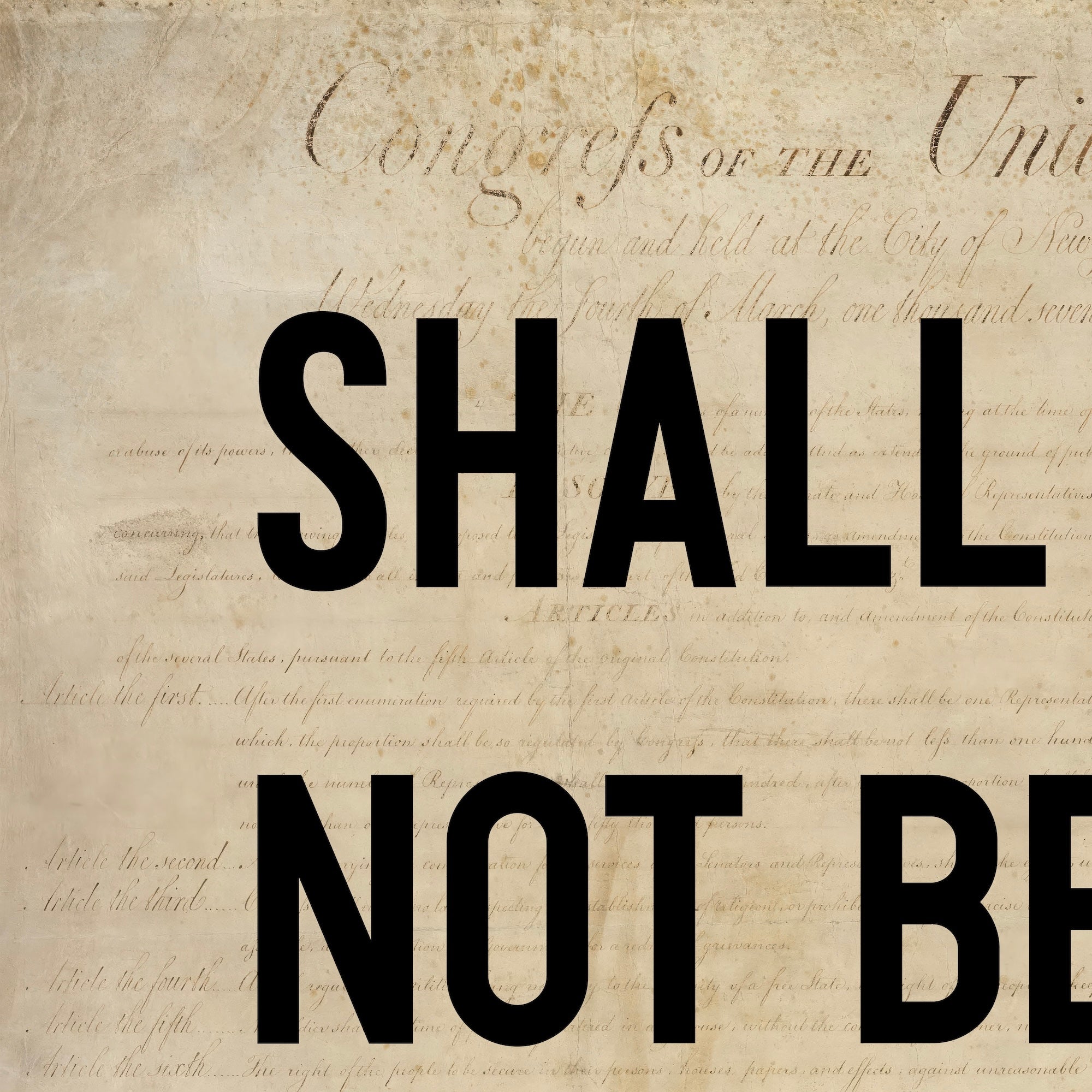 Second Amendment Quote: Shall Not Be Infringed (Ready-to-Hang Canvas or Ready-to-Frame Fine Art Poster Print - Block Text Version)