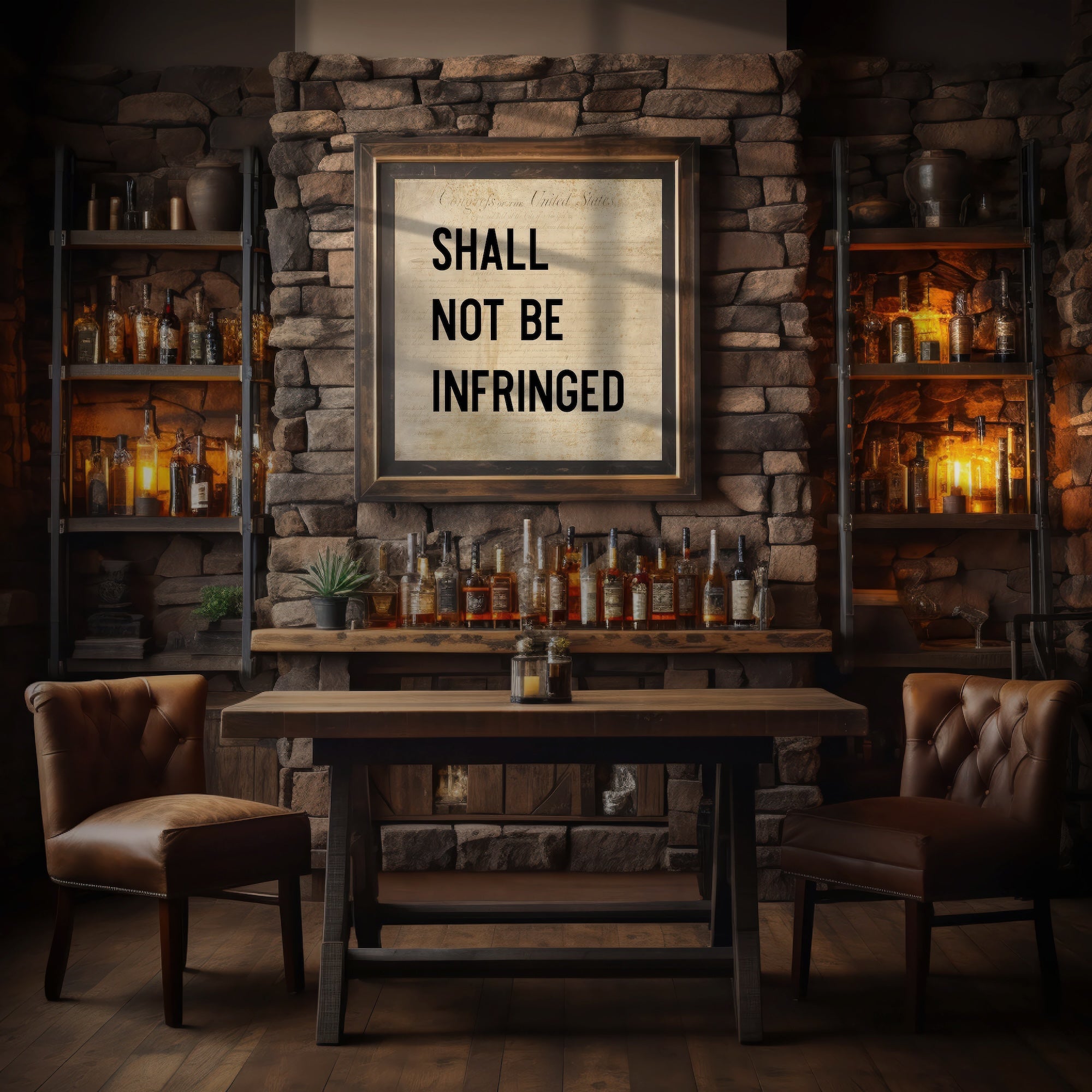 Second Amendment Quote: Shall Not Be Infringed (Ready-to-Hang Canvas or Ready-to-Frame Fine Art Poster Print - Block Text Version)