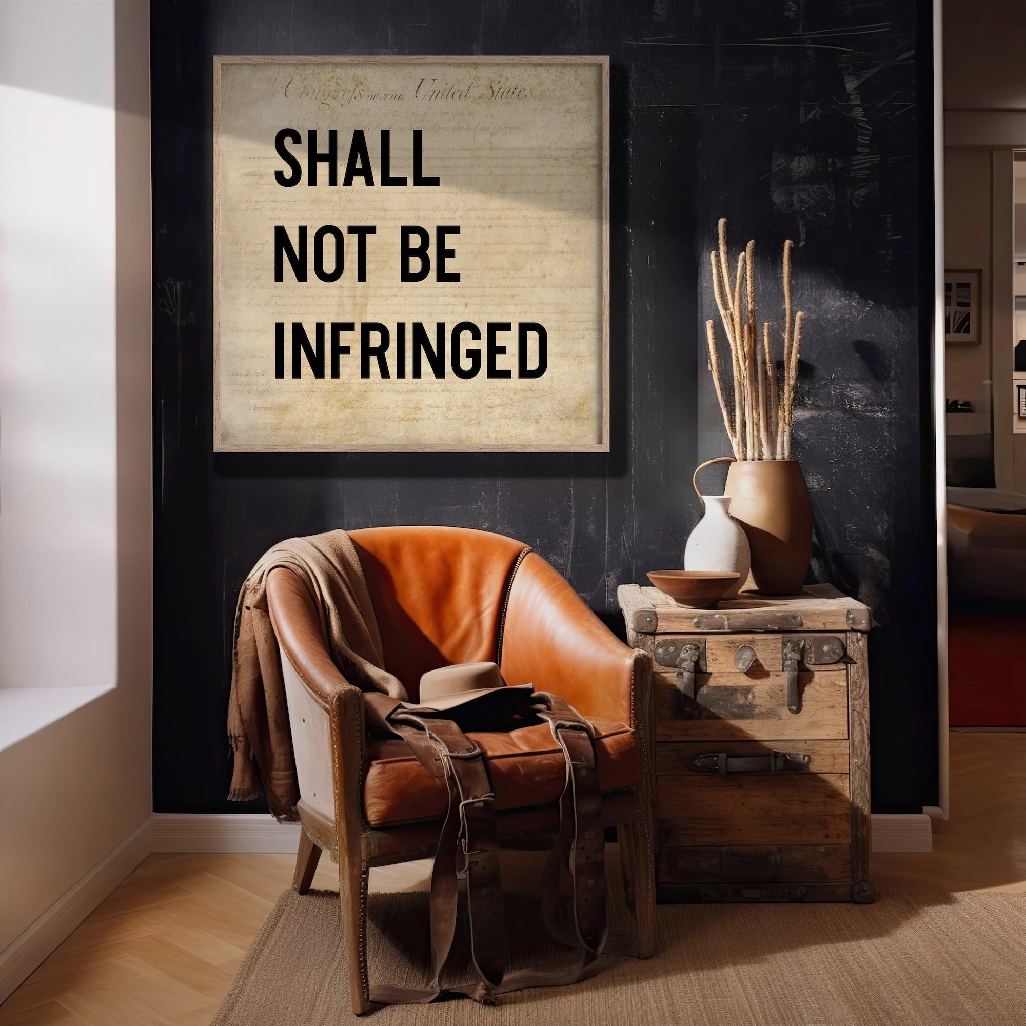 Second Amendment Quote: Shall Not Be Infringed (Ready-to-Hang Canvas or Ready-to-Frame Fine Art Poster Print - Block Text Version)