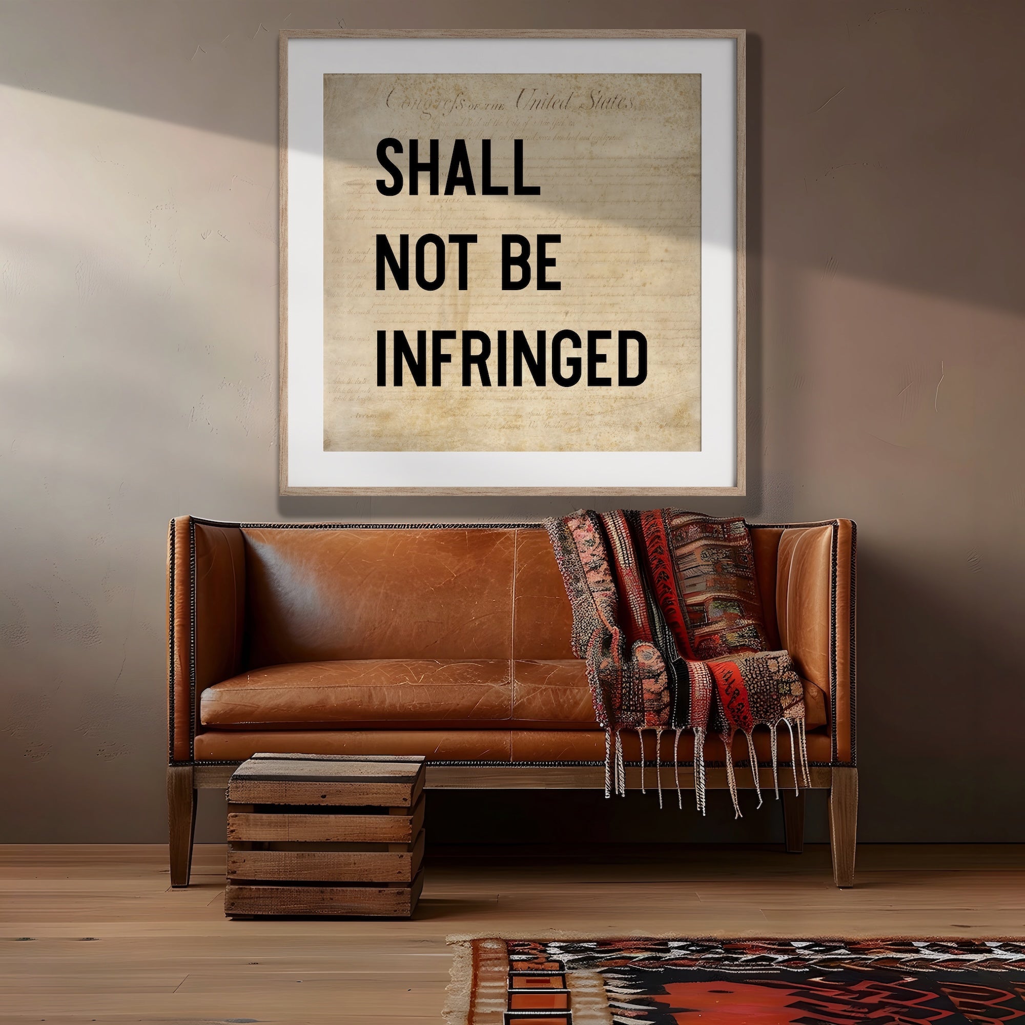 Second Amendment Quote: Shall Not Be Infringed (Ready-to-Hang Canvas or Ready-to-Frame Fine Art Poster Print - Block Text Version)