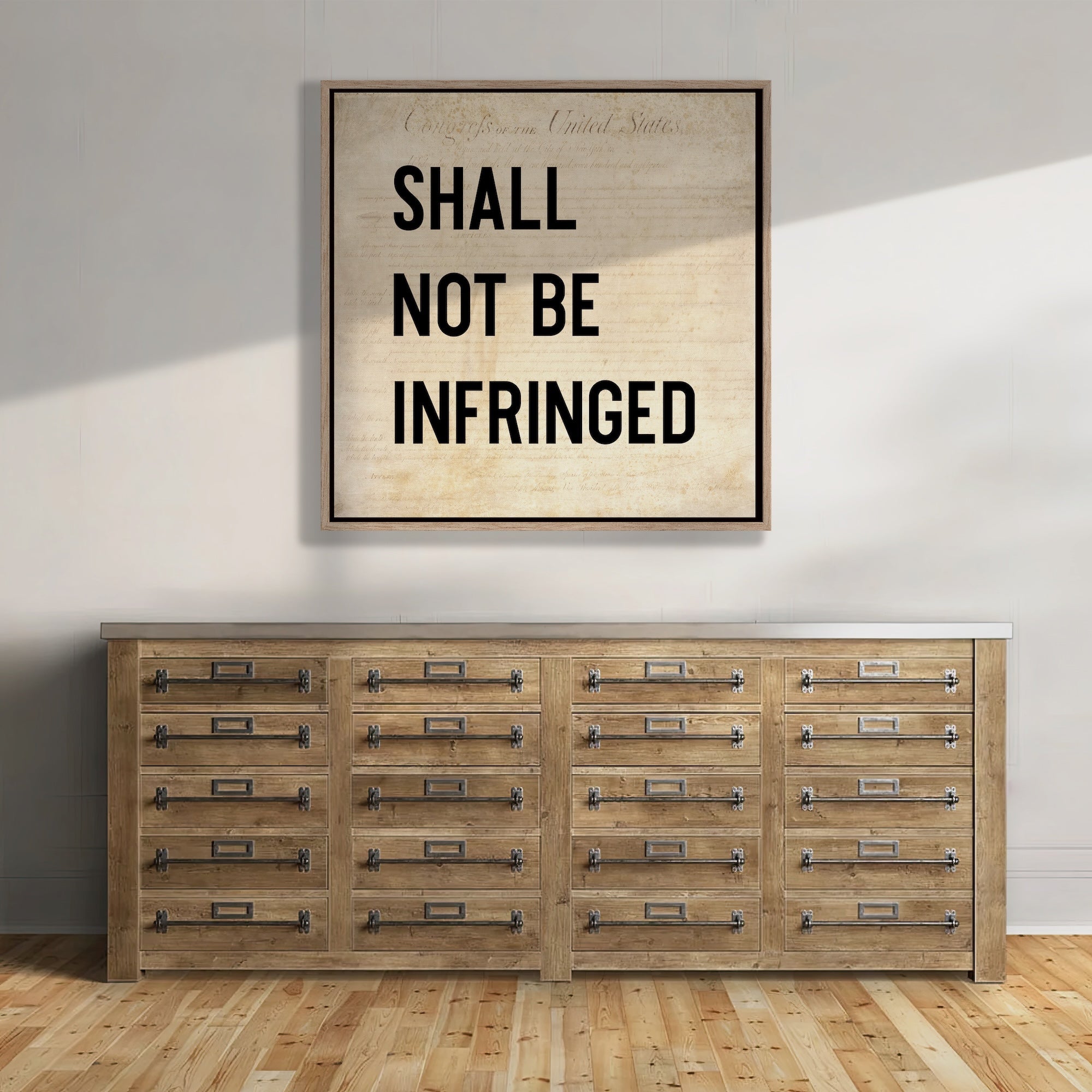 Second Amendment Quote: Shall Not Be Infringed (Ready-to-Hang Canvas or Ready-to-Frame Fine Art Poster Print - Block Text Version)