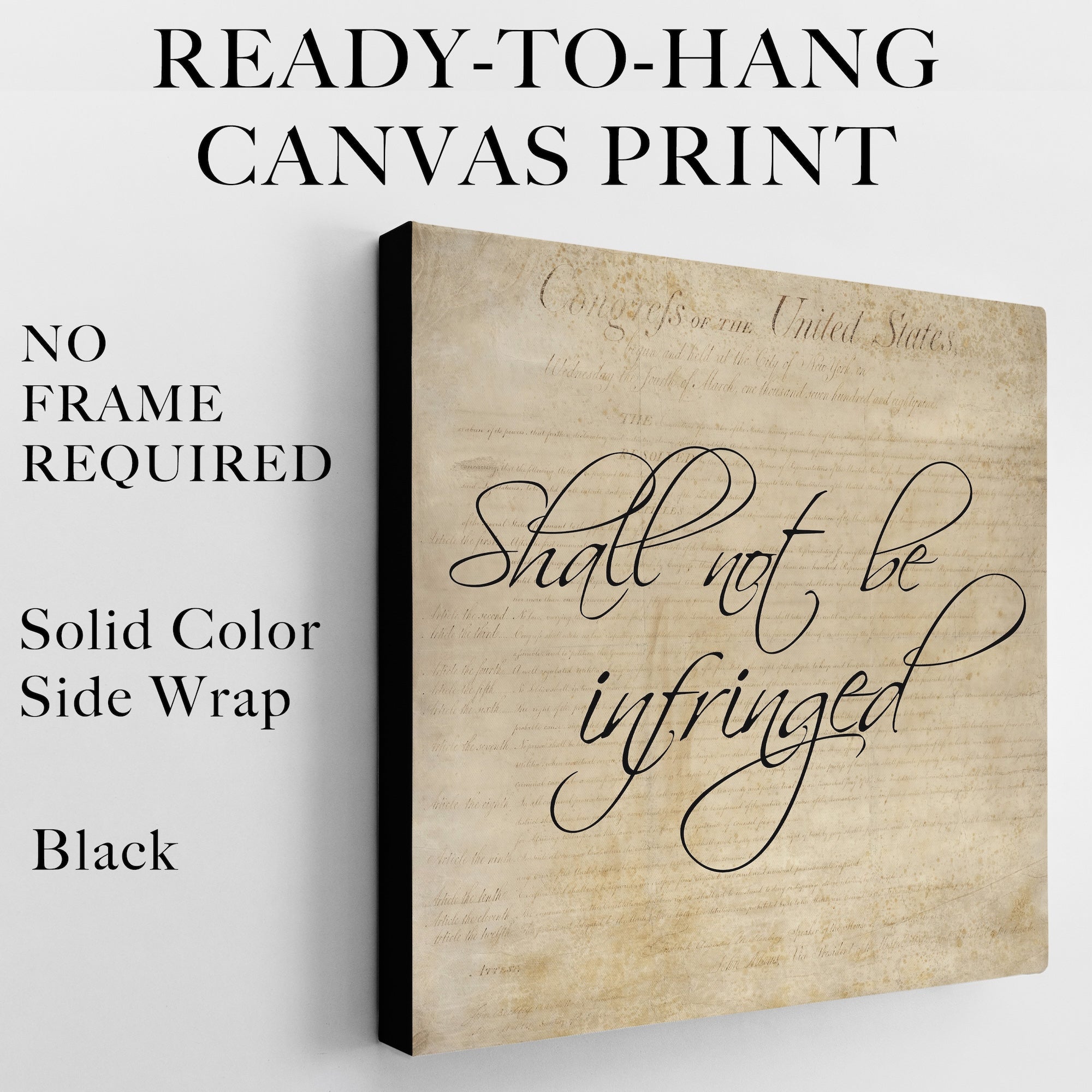 Second Amendment Quote: Shall Not Be Infringed (Ready-to-Hang Canvas or Ready-to-Frame Fine Art Poster Print)