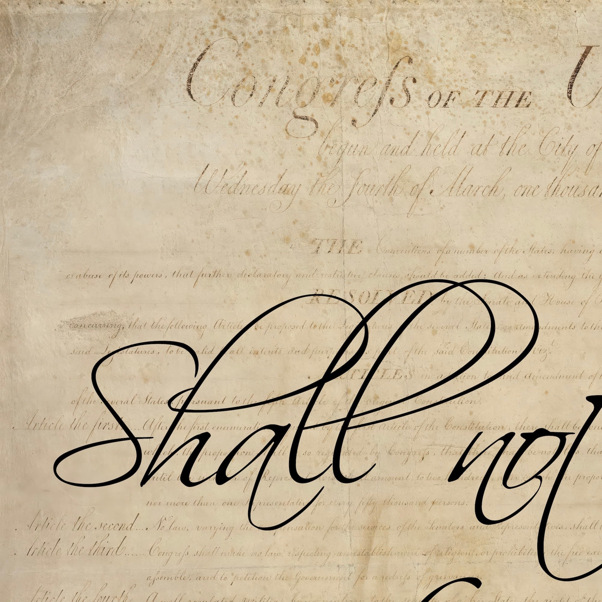 Second Amendment Quote: Shall Not Be Infringed (Ready-to-Hang Canvas or Ready-to-Frame Fine Art Poster Print)