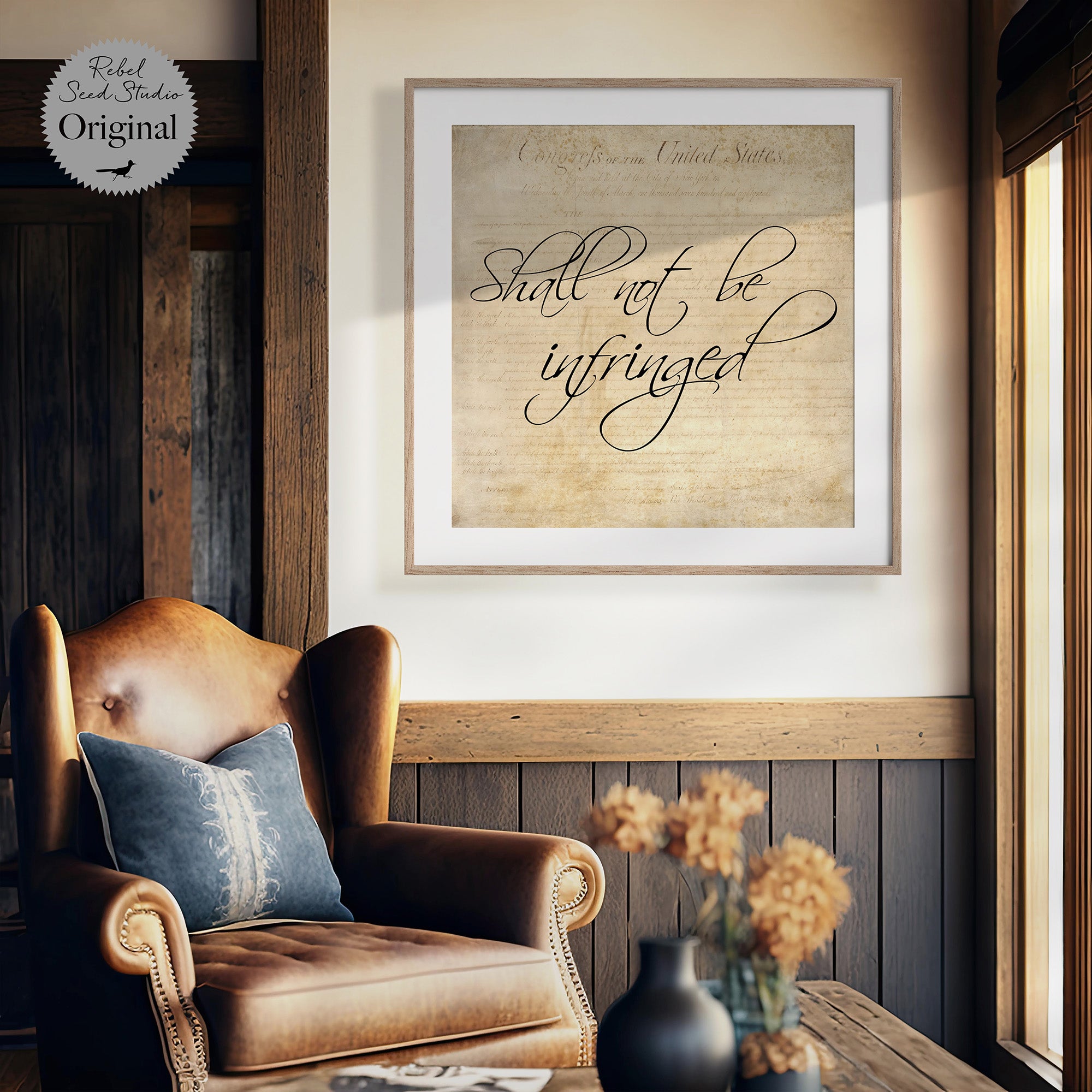 Second Amendment Quote: Shall Not Be Infringed (Ready-to-Hang Canvas or Ready-to-Frame Fine Art Poster Print)