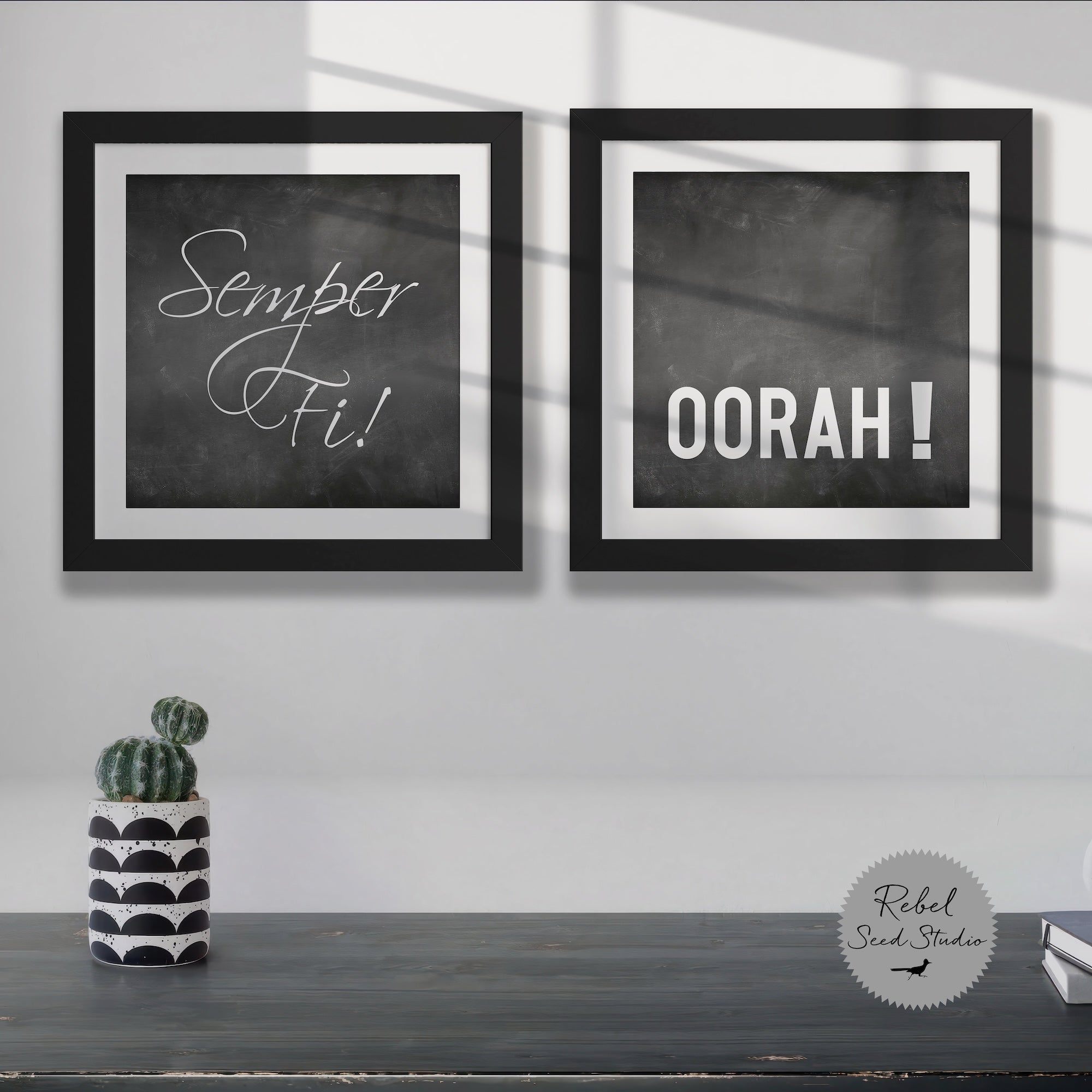 Semper Fi & Oorah: Marine Corps Bundle (Ready-to-Hang Canvas or Ready-to-Frame Fine Art Poster Print Set)