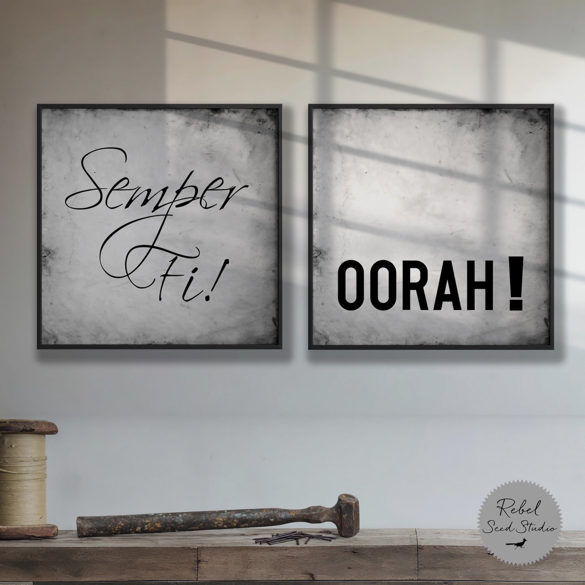 Semper Fi & Oorah: Marine Corps Bundle (Ready-to-Hang Canvas or Ready-to-Frame Fine Art Poster Print Set)