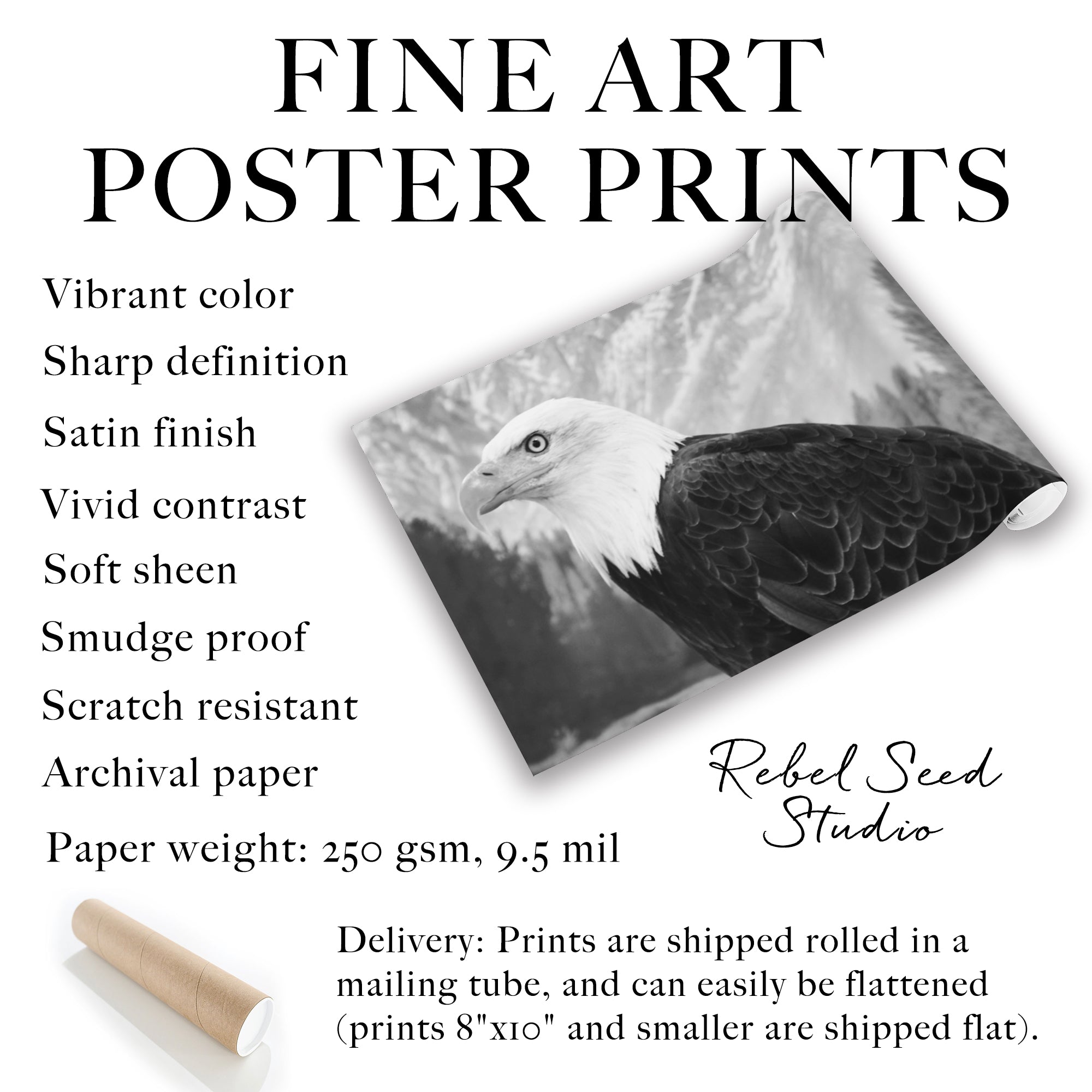 Six Shooter Silhouette: Black & White Western Cowboy Gunfighter (Ready-to-Hang Canvas or Ready-to-Frame Fine Art Poster Print)