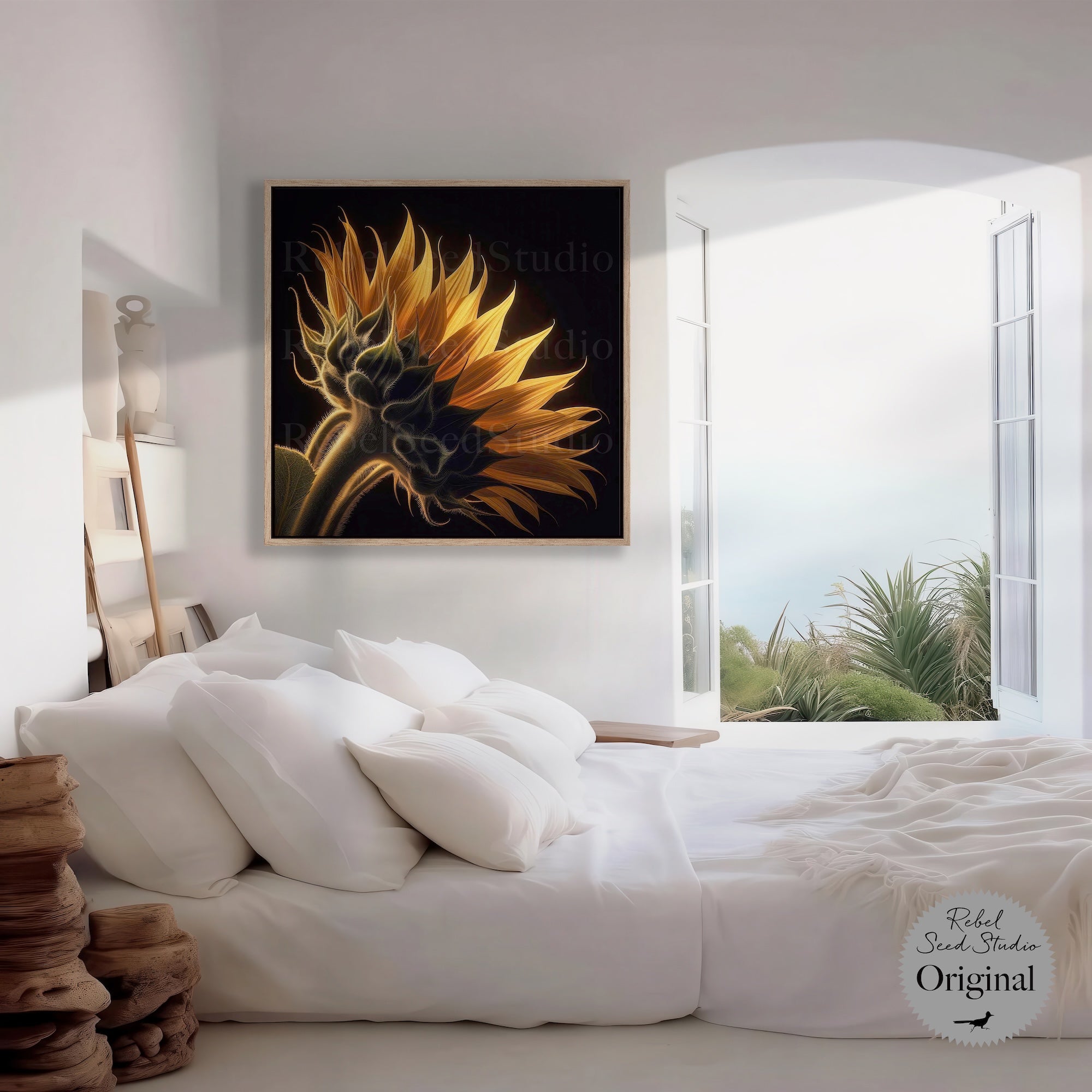 Sunflower: Nature Silhouette (Canvas or Fine Art Poster Print)