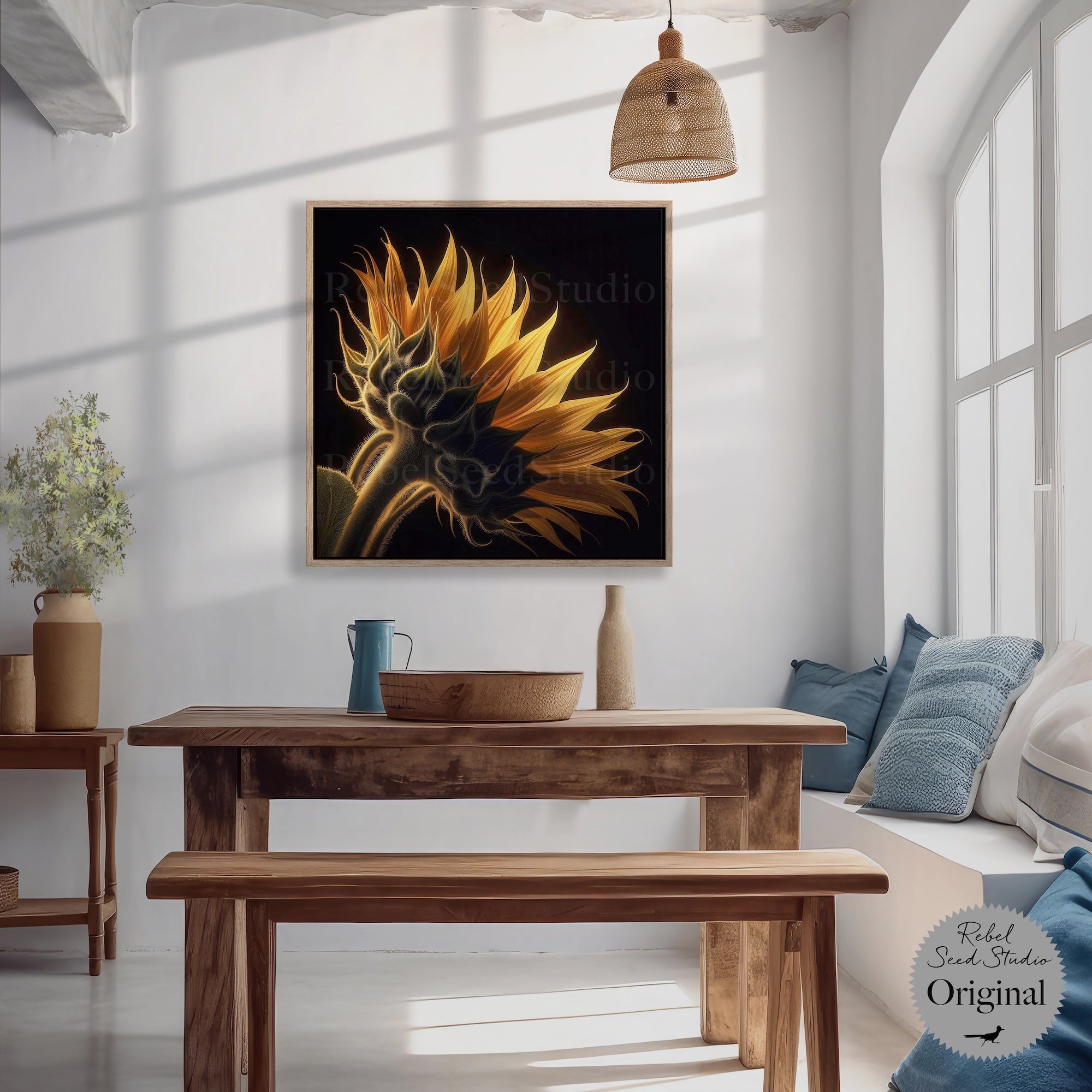 Sunflower: Nature Silhouette (Canvas or Fine Art Poster Print)
