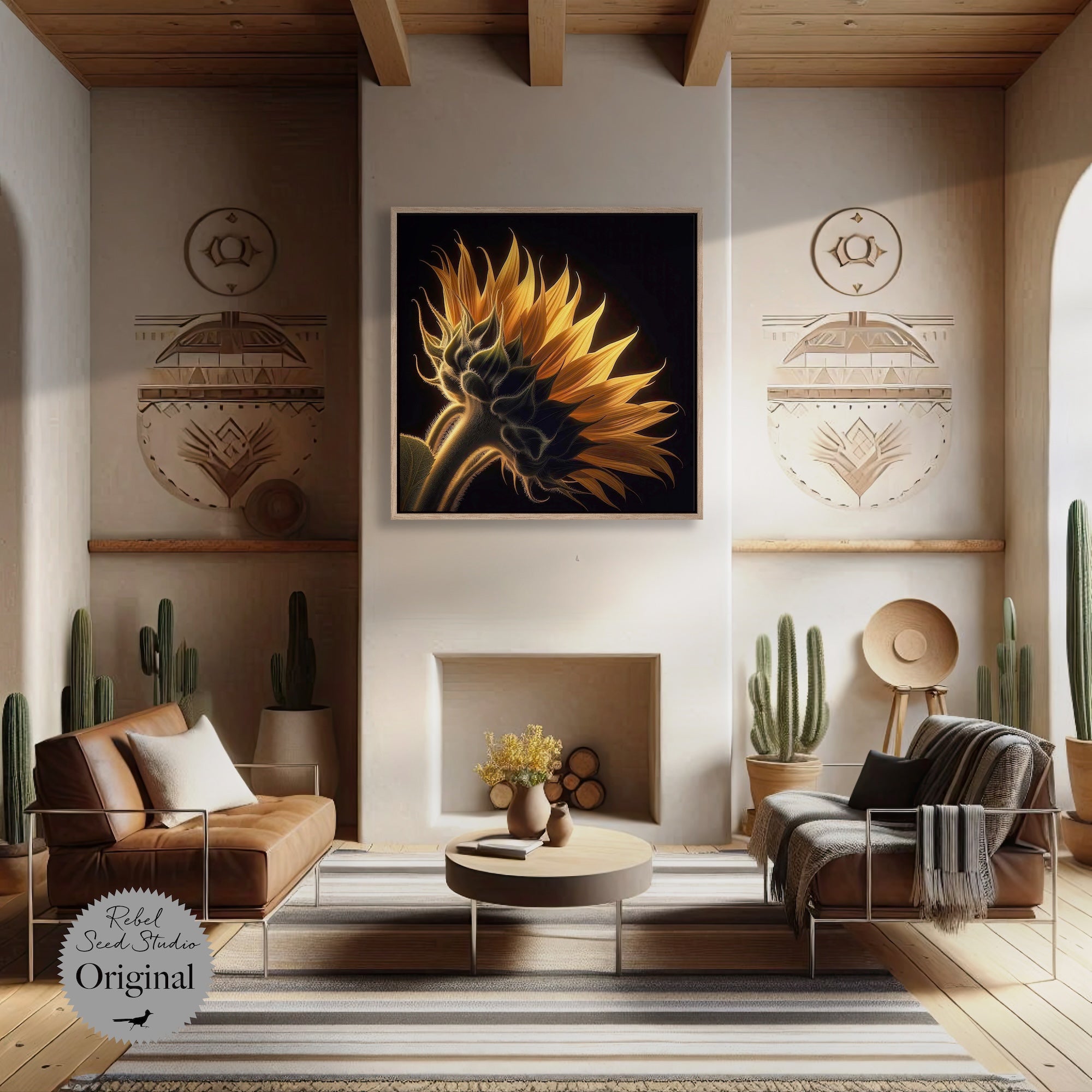 Sunflower: Nature Silhouette (Canvas or Fine Art Poster Print)