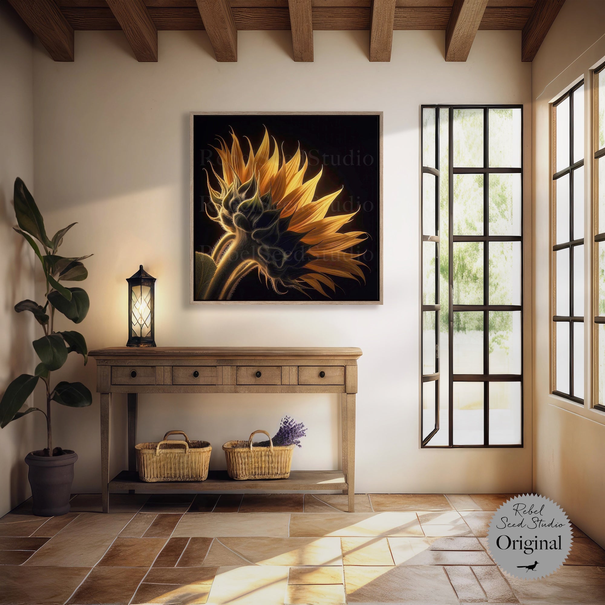 Sunflower: Nature Silhouette (Canvas or Fine Art Poster Print)