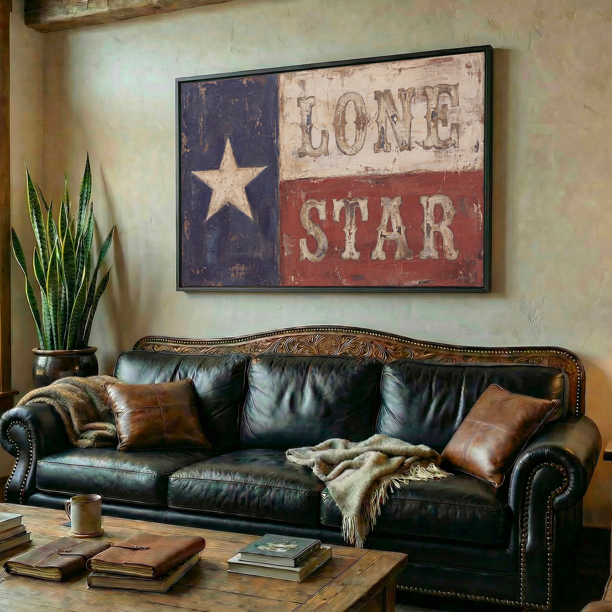 Texas Flag Lone Star: Vintage Old West Frontier Art Print