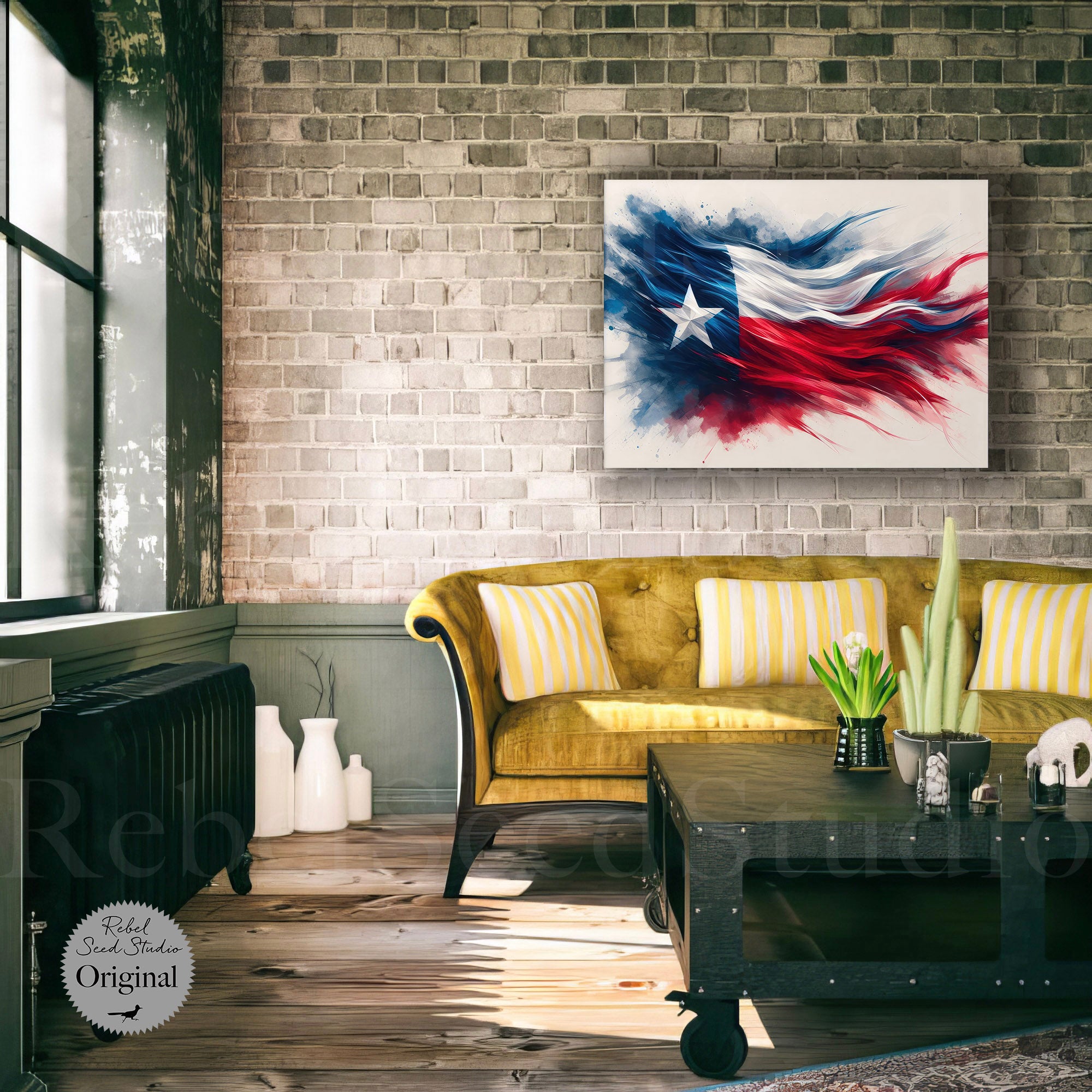 Texas Flag Watercolor - Wall Art (Metal Print, Archival Print, or Poster Print)