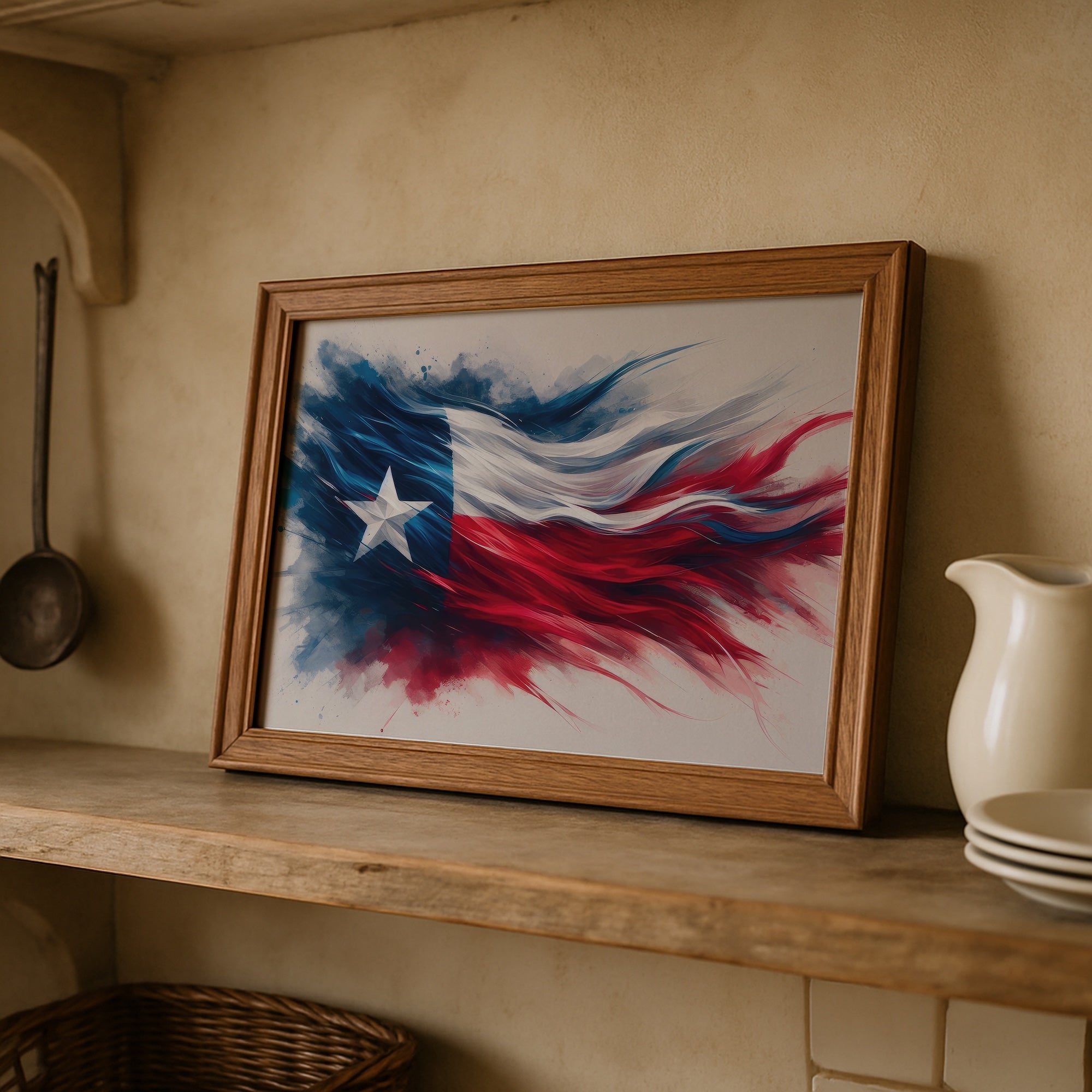 Texas Lone Star Flag: Patriotic Western Art Print