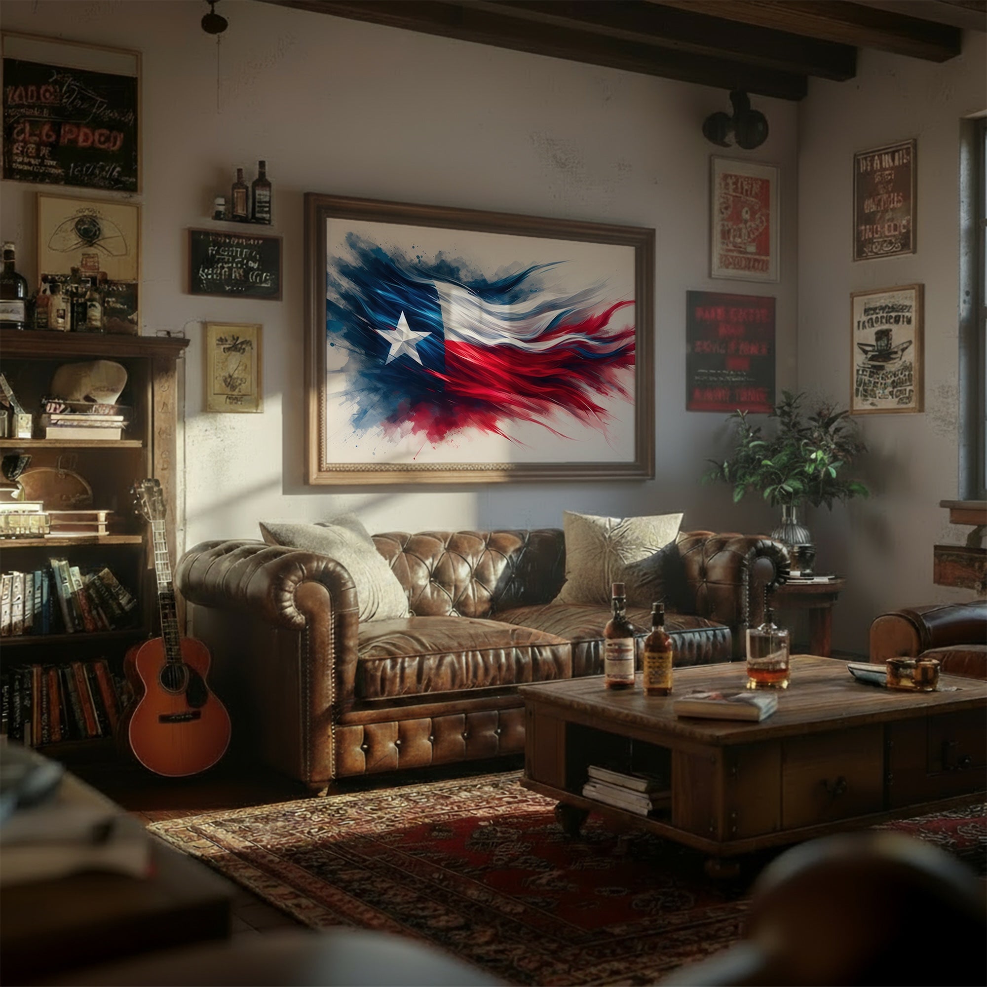 Texas Lone Star Flag: Patriotic Western Art Print