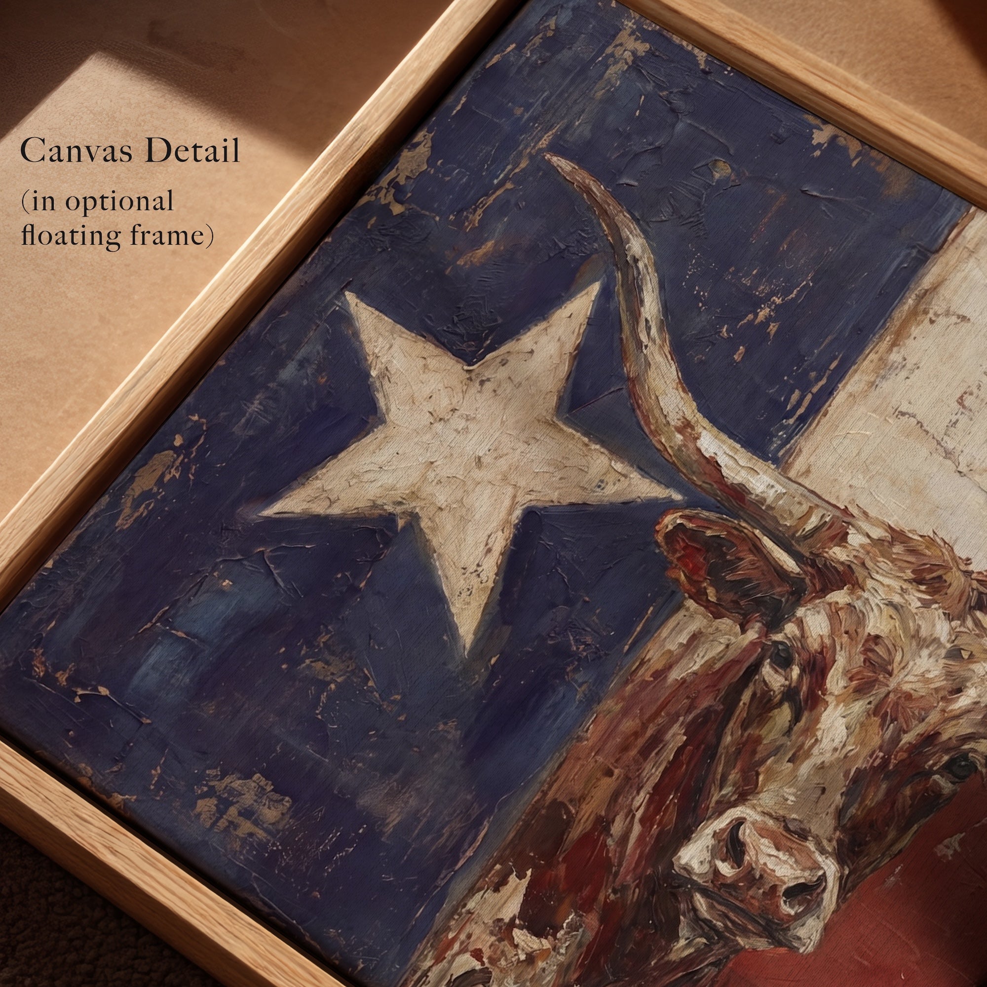Texas Flag with Longhorn: Vintage Old West Lone Star State Art Print