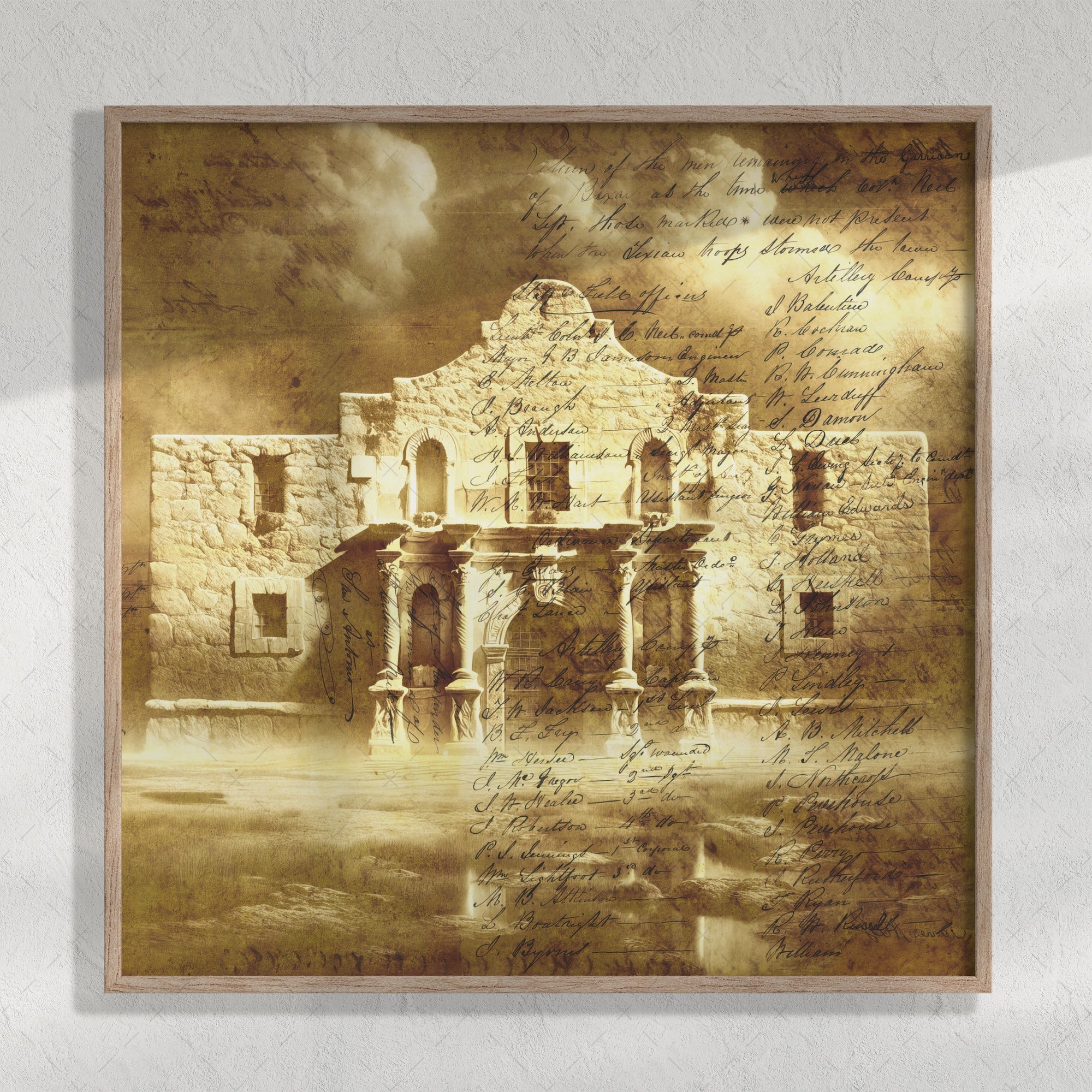 The Alamo with Muster Roll: Vintage Old West Texas Frontier Art Print