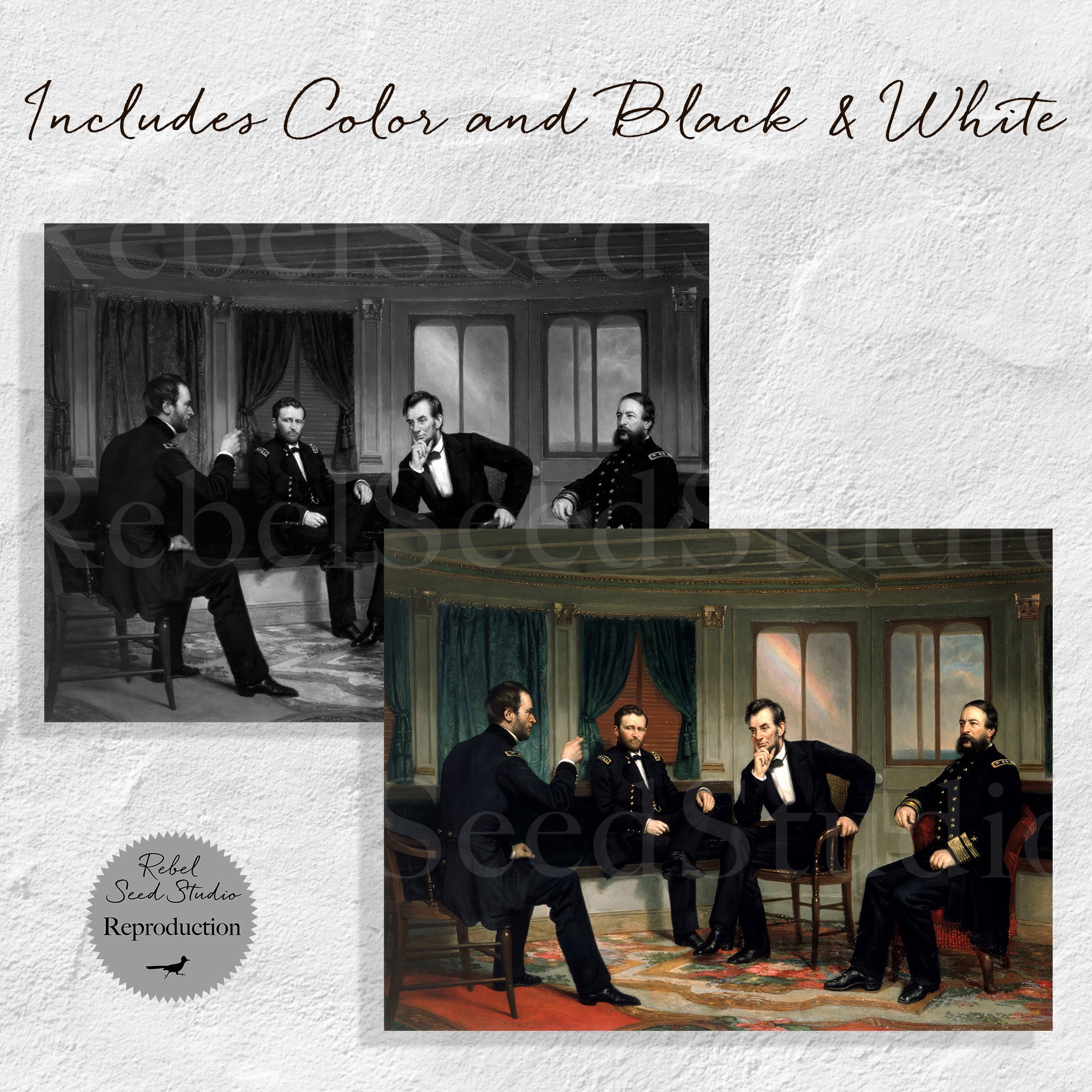 The Peacemakers | Civil War Painting Reproduction | Black & White and Color (Digital Download | Ready-to-Print Art)