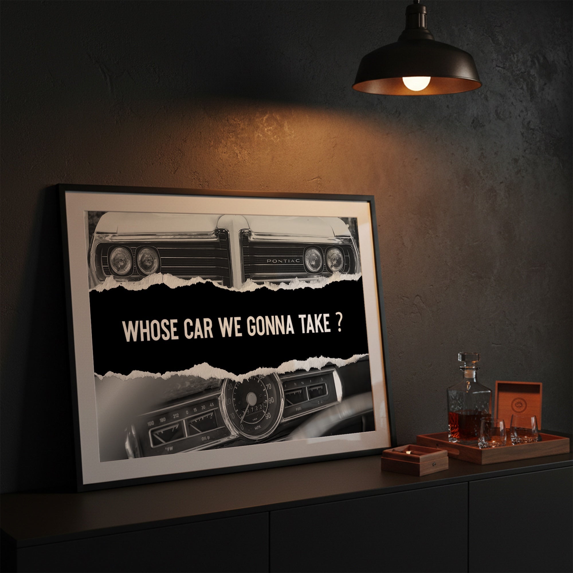 The Town Movie Quote: Whose Car We Gonna Take - Vintage Black & White Photograph (Art Print)