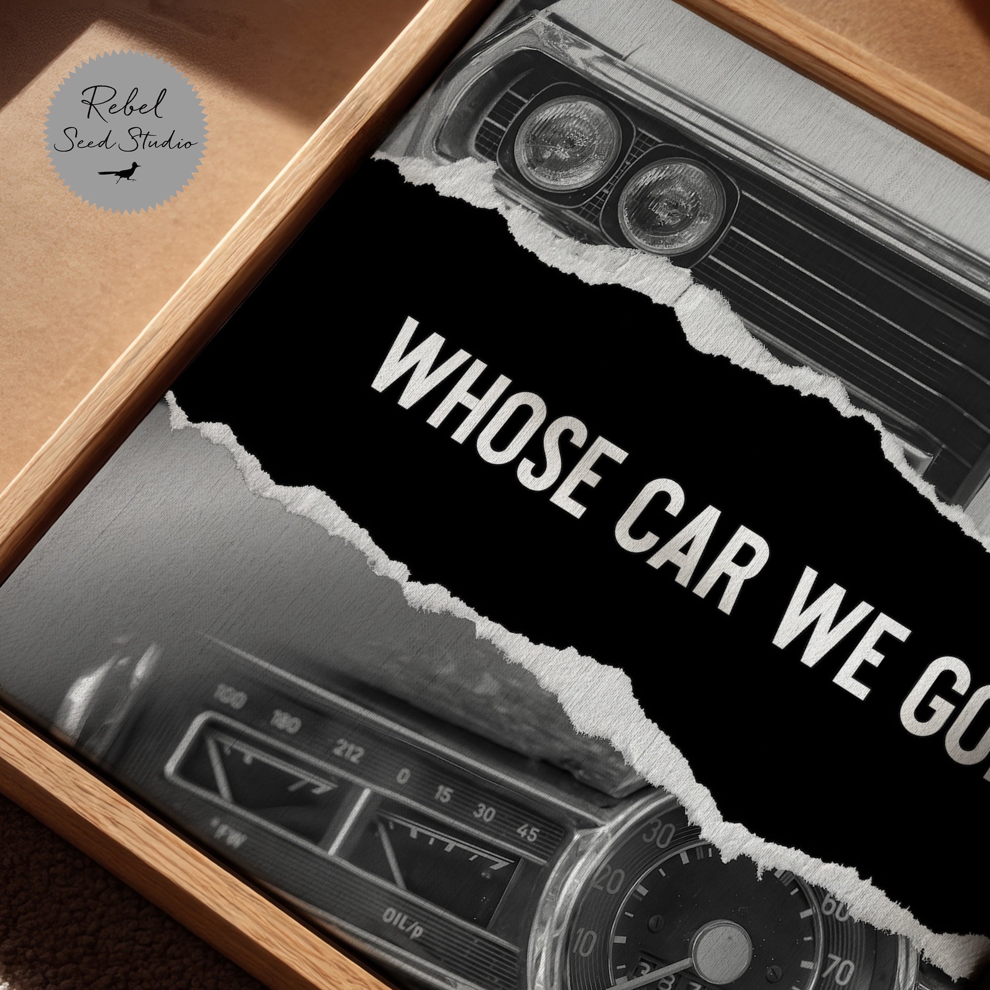 The Town Movie Quote: Whose Car We Gonna Take - Vintage Black & White Photograph (Art Print)
