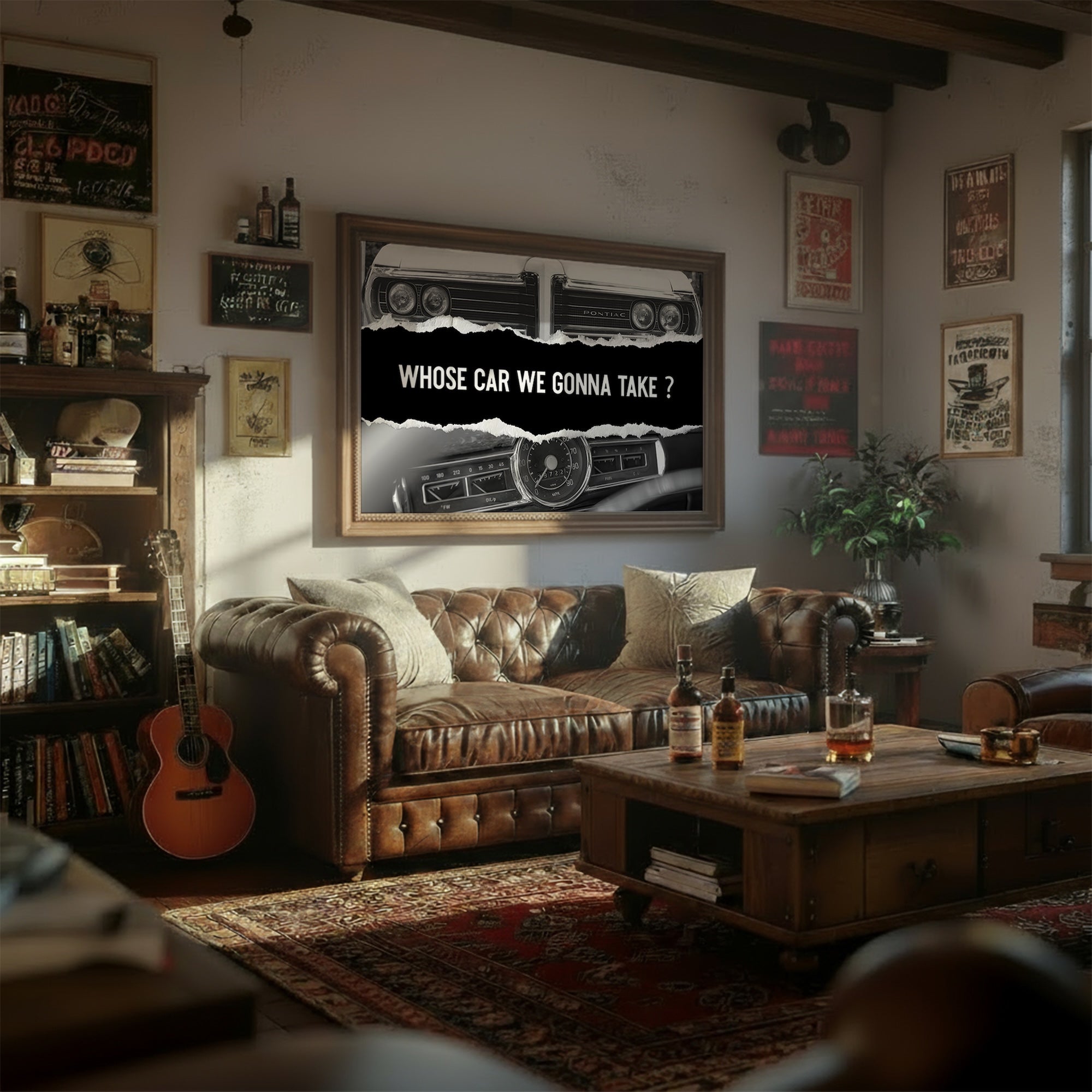 The Town Movie Quote: Whose Car We Gonna Take - Vintage Black & White Photograph (Art Print)