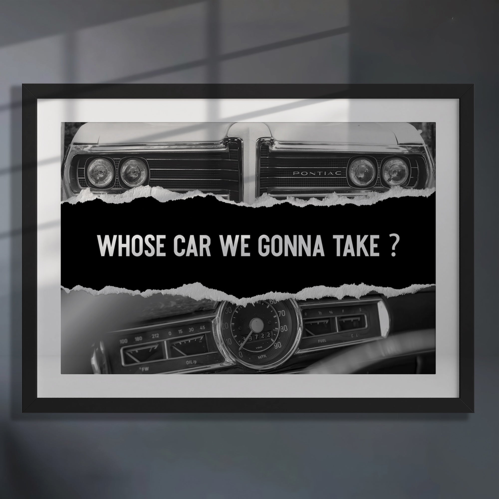 The Town Movie Quote: Whose Car We Gonna Take - Vintage Black & White Photograph (Art Print)