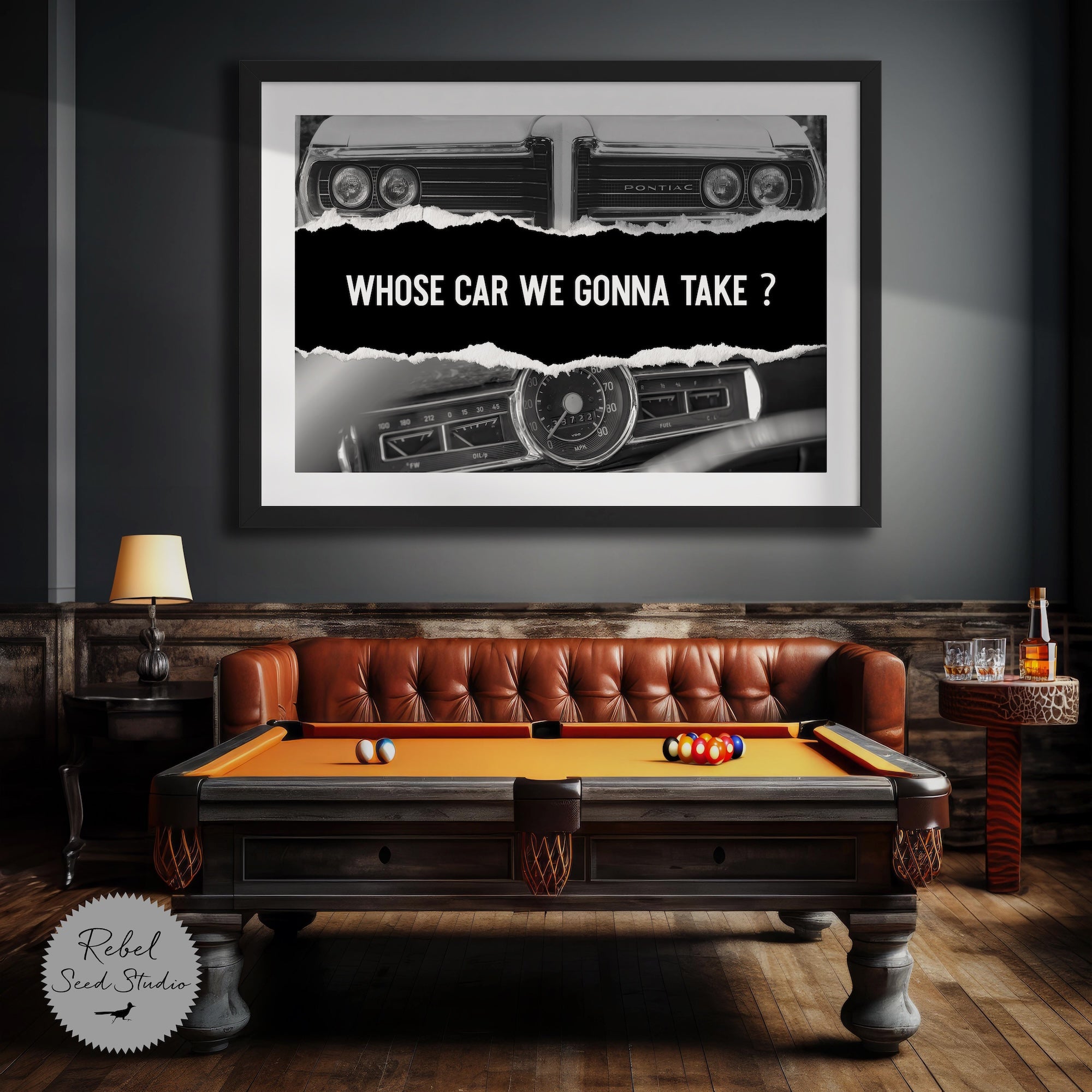 The Town - Vintage Car & Movie Quote: Whose Car We Gonna Take (Ready-to-Hang Canvas or Ready-to-Frame Fine Art Poster Print)