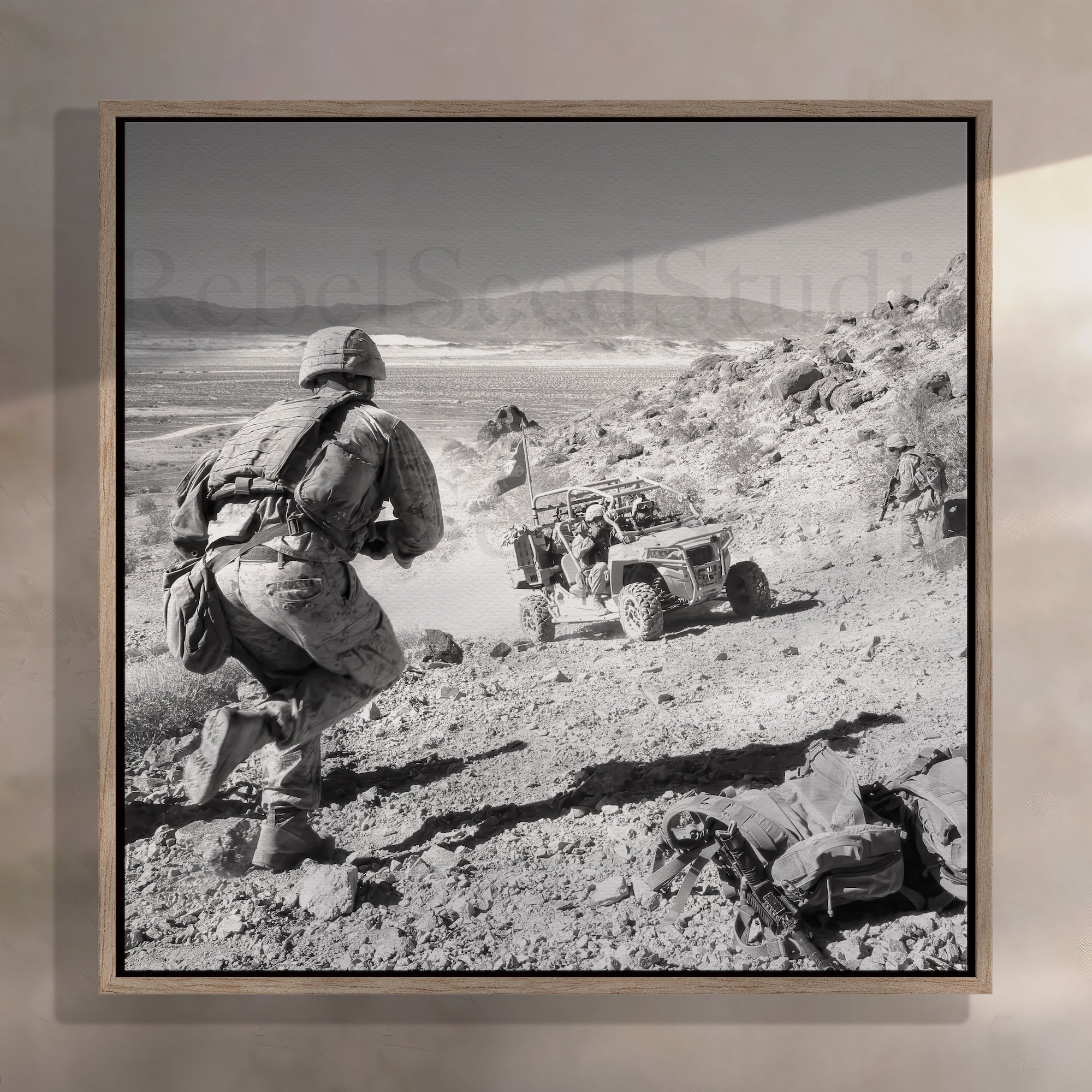 Thundering Third Marines at Range 400: Black & White Military Photograph (Art Print)
