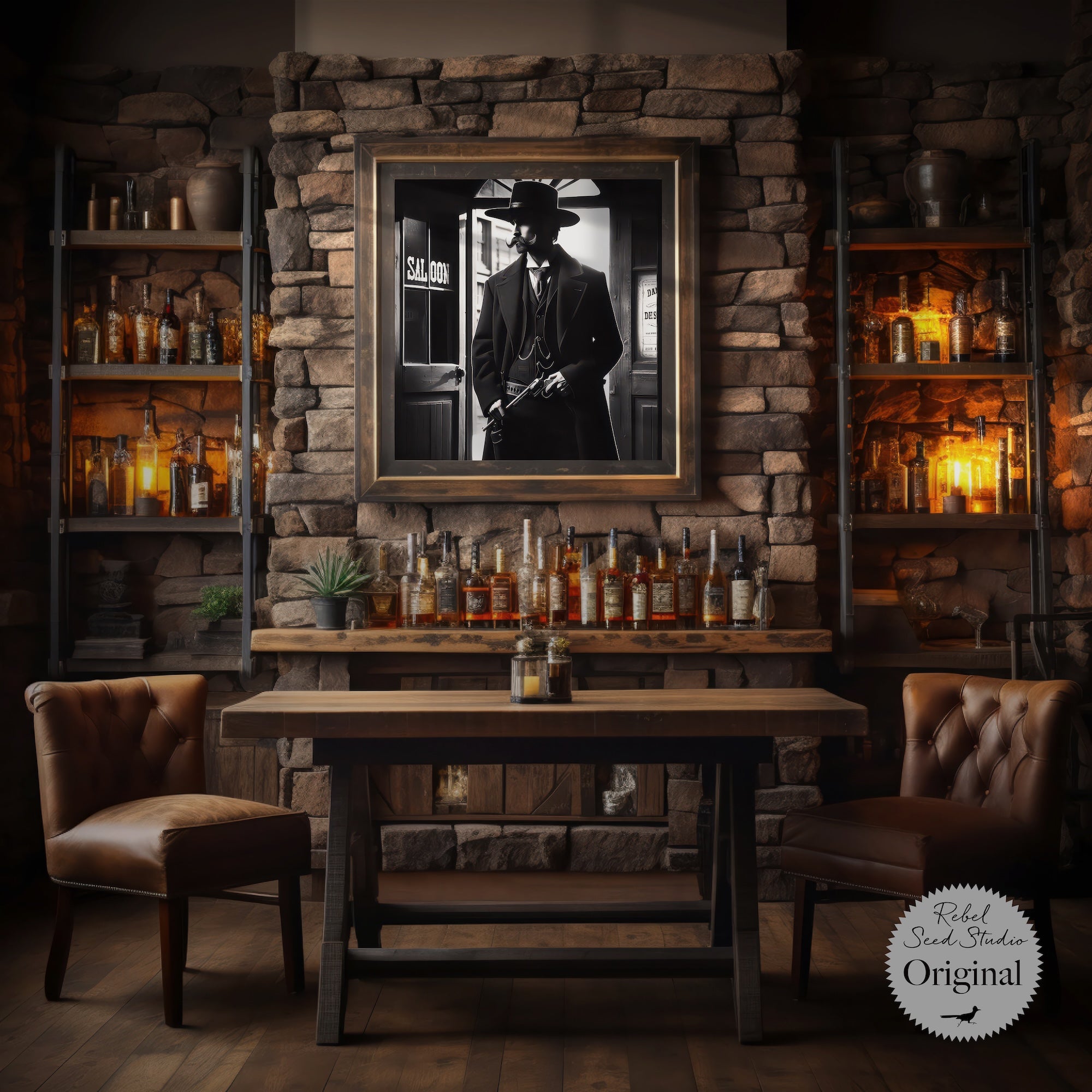 Tombstone Lawman: Doc Holliday & Wyatt Earp Inspired Vintage Old West Wall Decor (Ready-to-Hang Canvas or Ready-to-Frame Fine Art Poster Print)