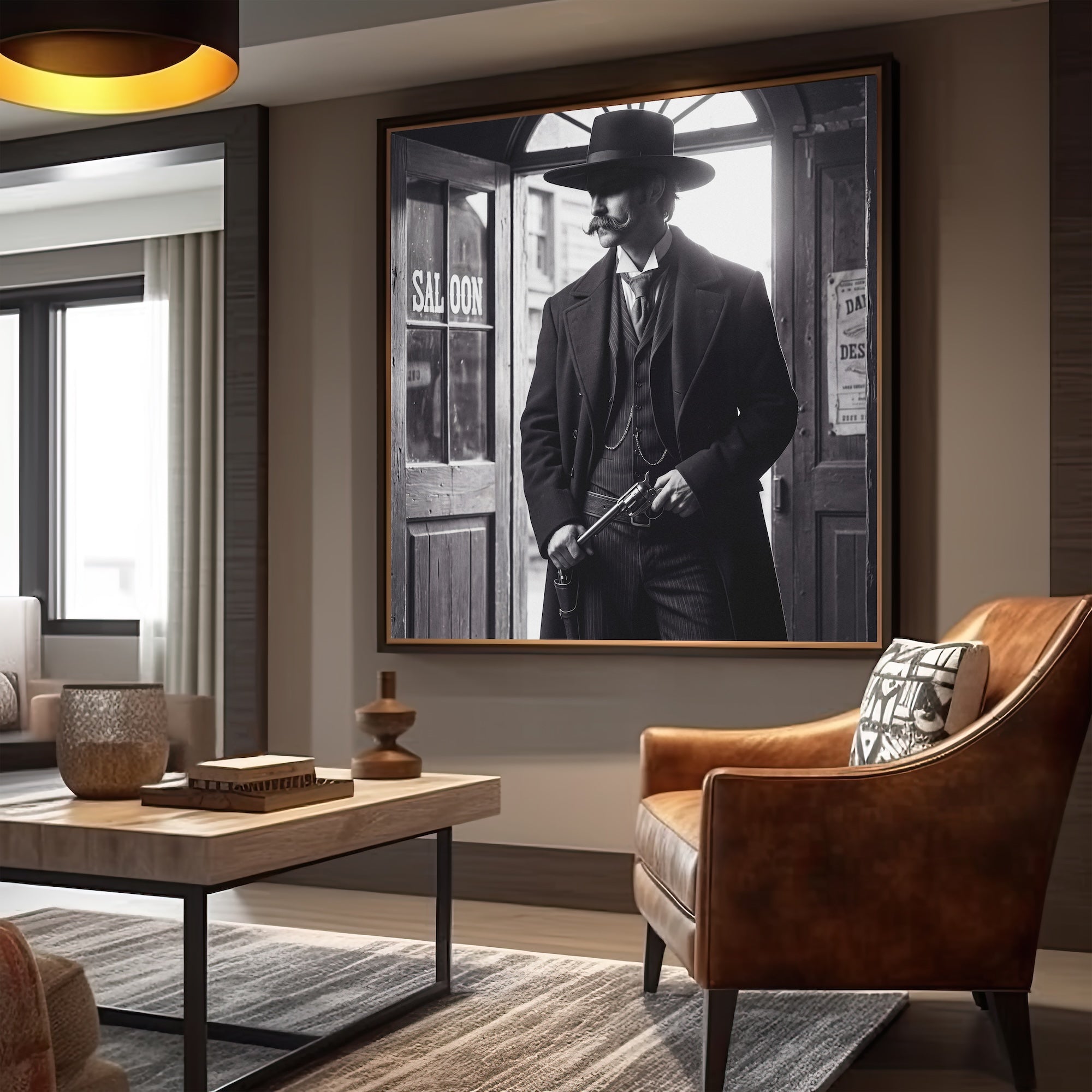 Tombstone Lawman: Doc Holliday & Wyatt Earp Inspired Vintage Old West Black & White Art Print