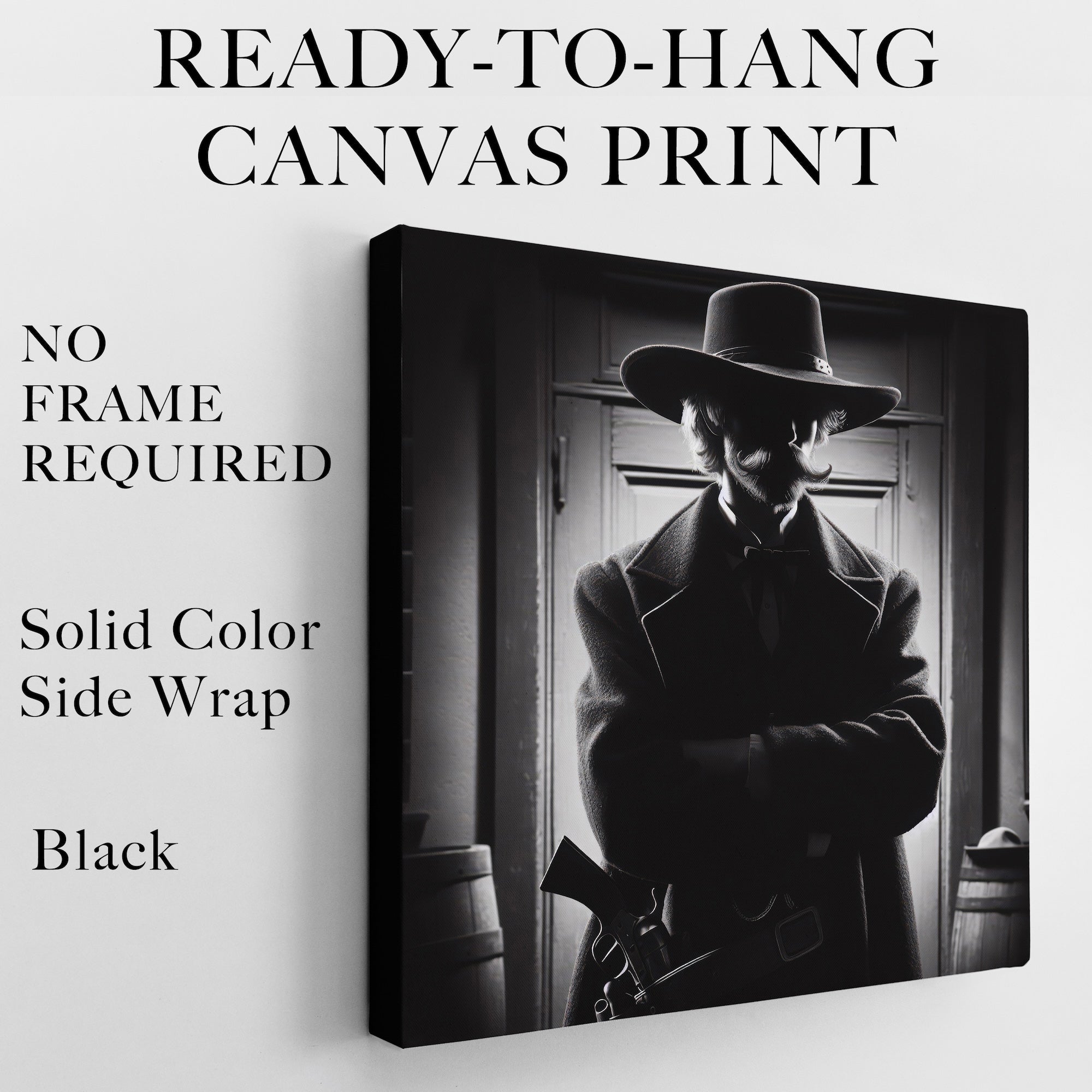 Tombstone Lawman II: Doc Holliday & Wyatt Earp Inspired Old West Black & White Wall Decor (Ready-to-Hang Canvas or Ready-to-Frame Fine Art Poster Print)