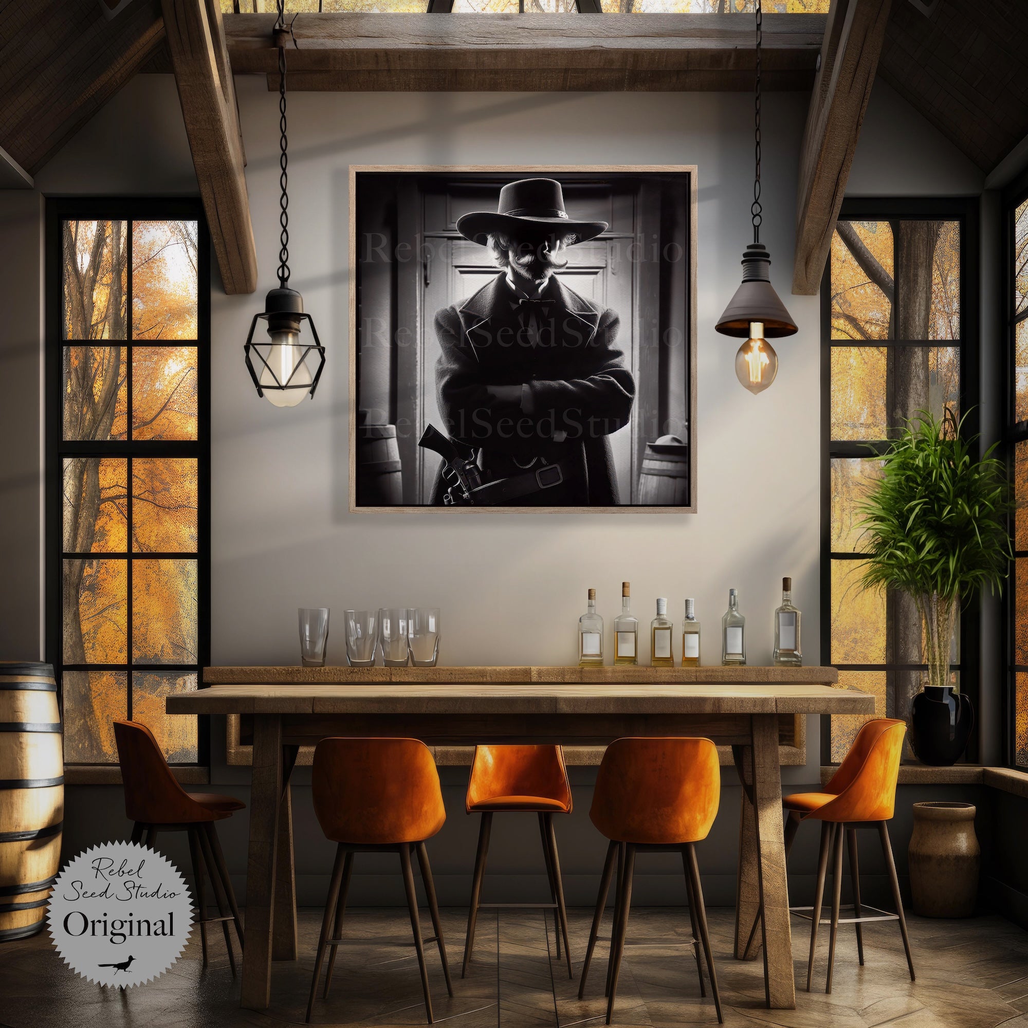 Tombstone Lawman II: Doc Holliday & Wyatt Earp Inspired Old West Black & White Wall Decor (Ready-to-Hang Canvas or Ready-to-Frame Fine Art Poster Print)