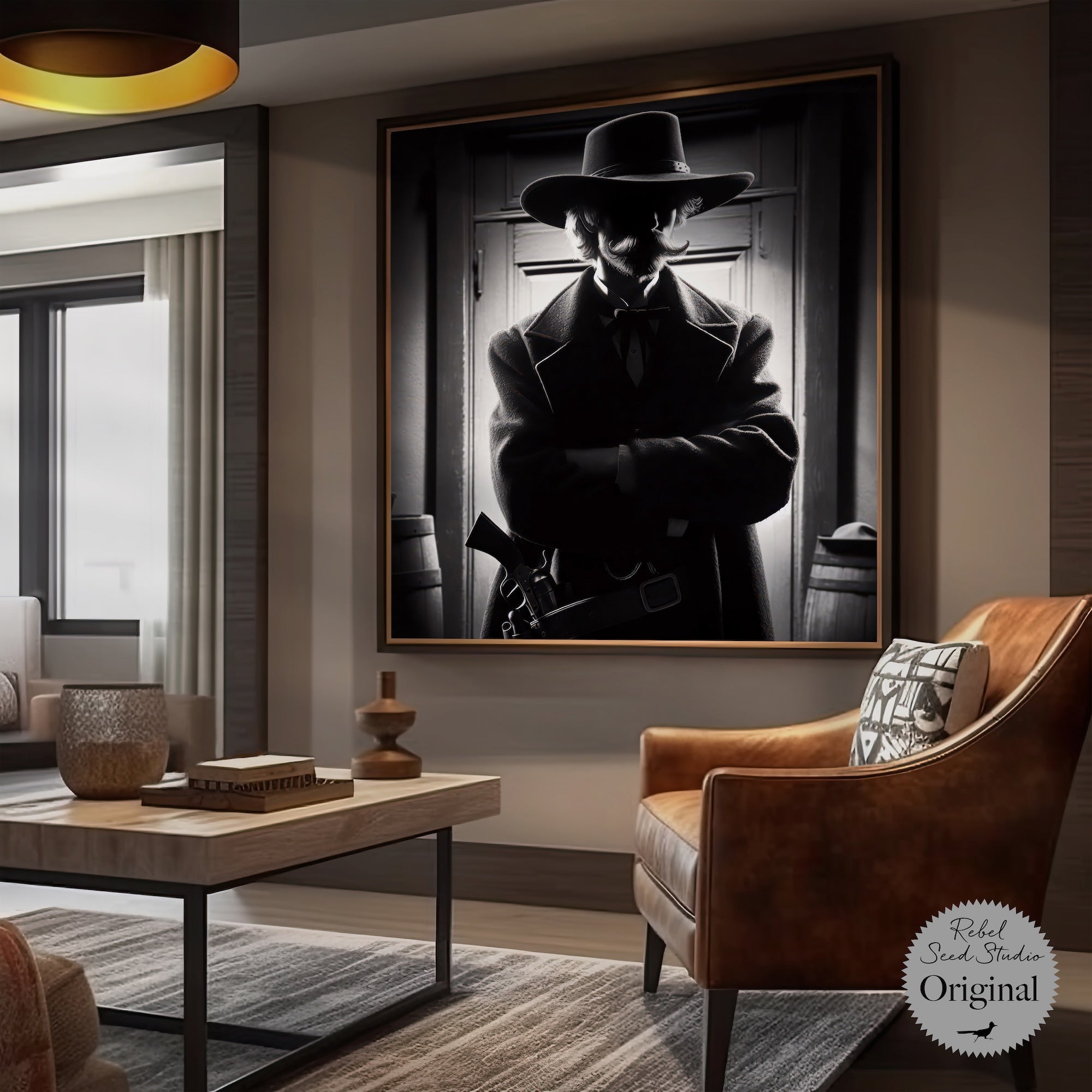 Tombstone Lawman II: Doc Holliday & Wyatt Earp Inspired Old West Black & White Wall Decor (Ready-to-Hang Canvas or Ready-to-Frame Fine Art Poster Print)