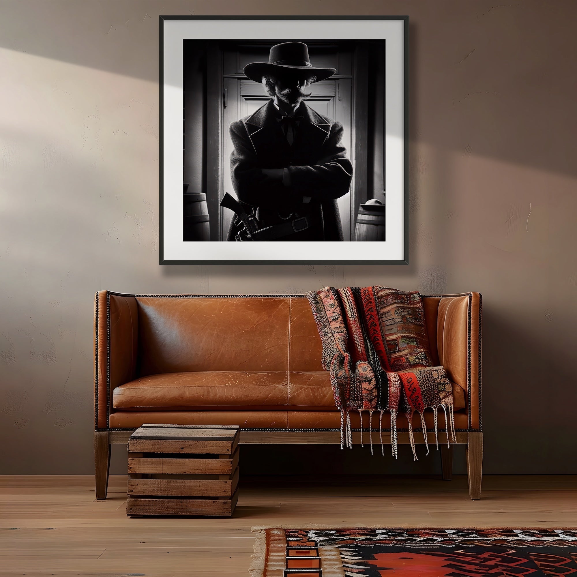 Tombstone Lawman II: Doc Holliday & Wyatt Earp Inspired Old West Black & White Wall Decor (Ready-to-Hang Canvas or Ready-to-Frame Fine Art Poster Print)