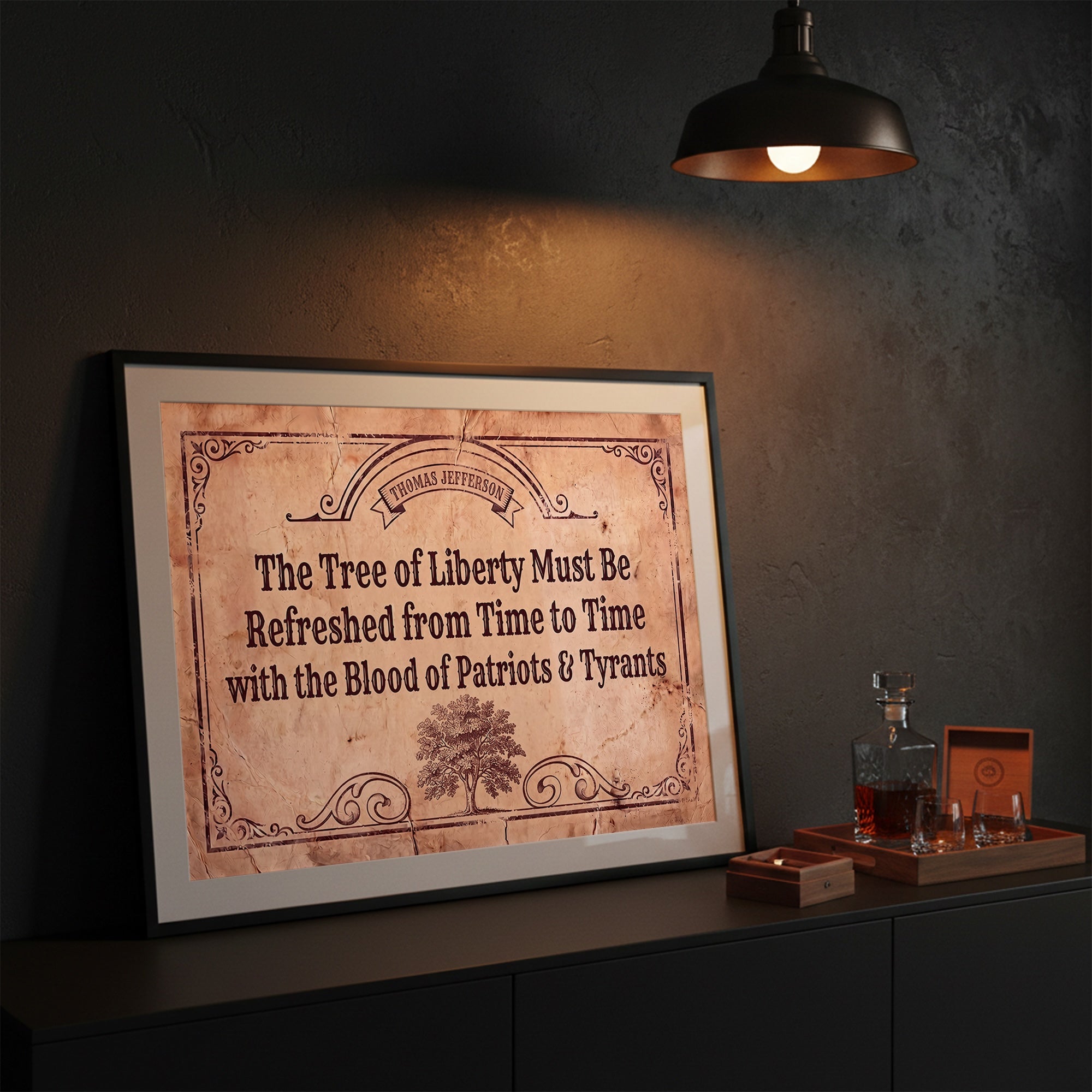 Thomas Jefferson Quote: The Tree of Liberty Must Be Refreshed From Time to Time with the Blood of Patriots & Tyrants - Vintage Old West Art Print