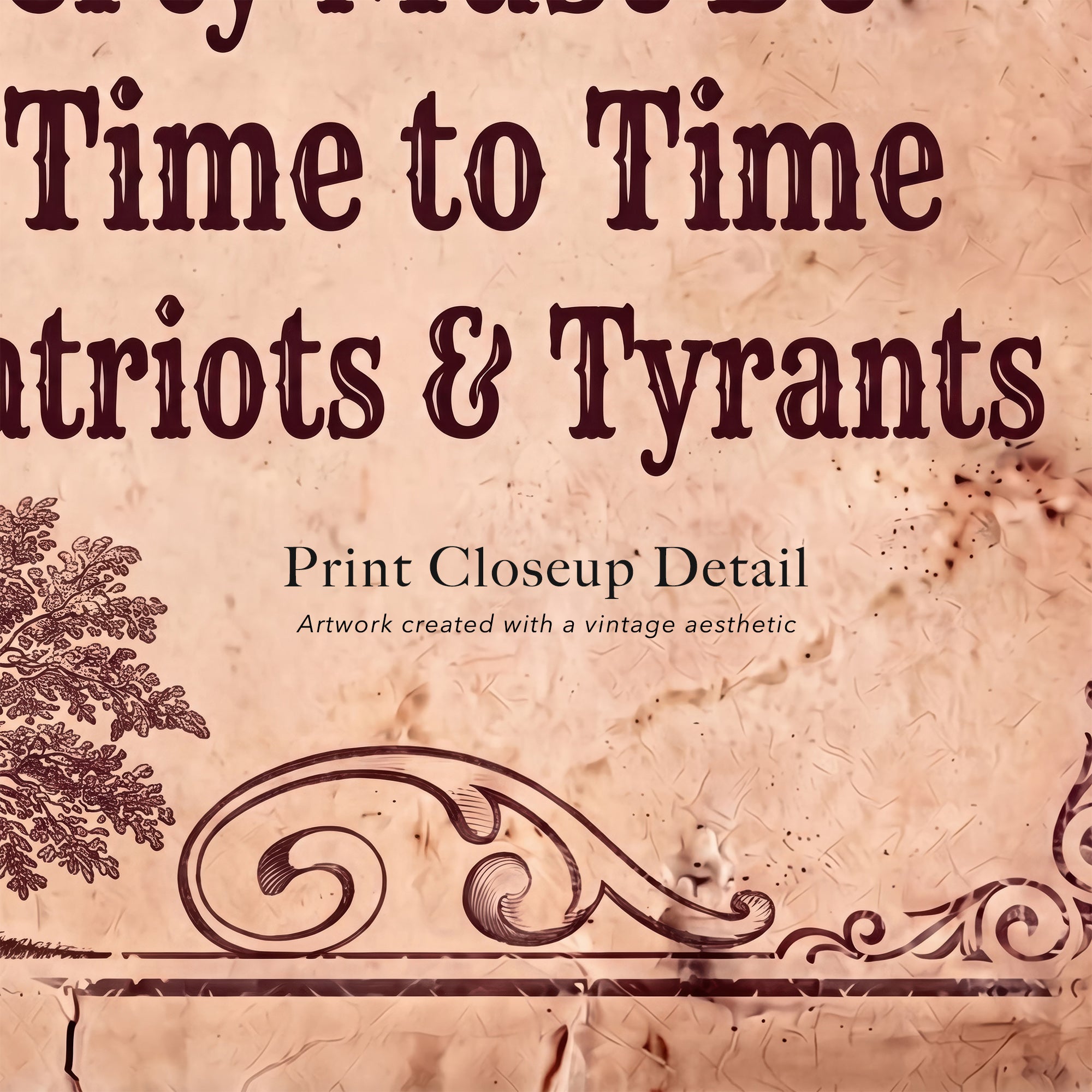 Thomas Jefferson Quote: The Tree of Liberty Must Be Refreshed From Time to Time with the Blood of Patriots & Tyrants - Vintage Old West Art Print