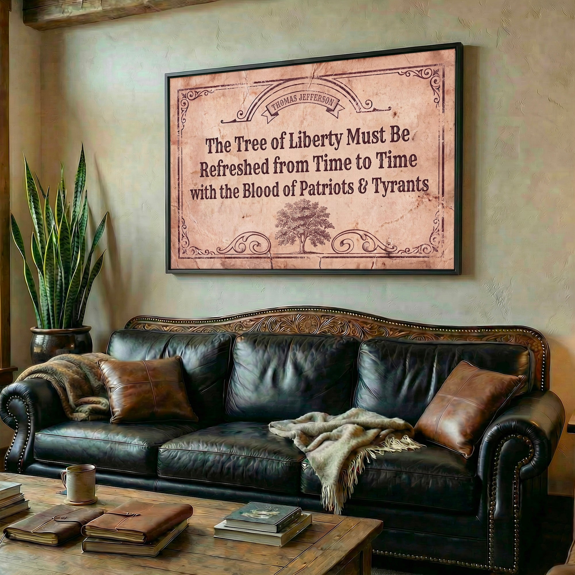 Thomas Jefferson Quote: The Tree of Liberty Must Be Refreshed From Time to Time with the Blood of Patriots & Tyrants - Vintage Old West Art Print